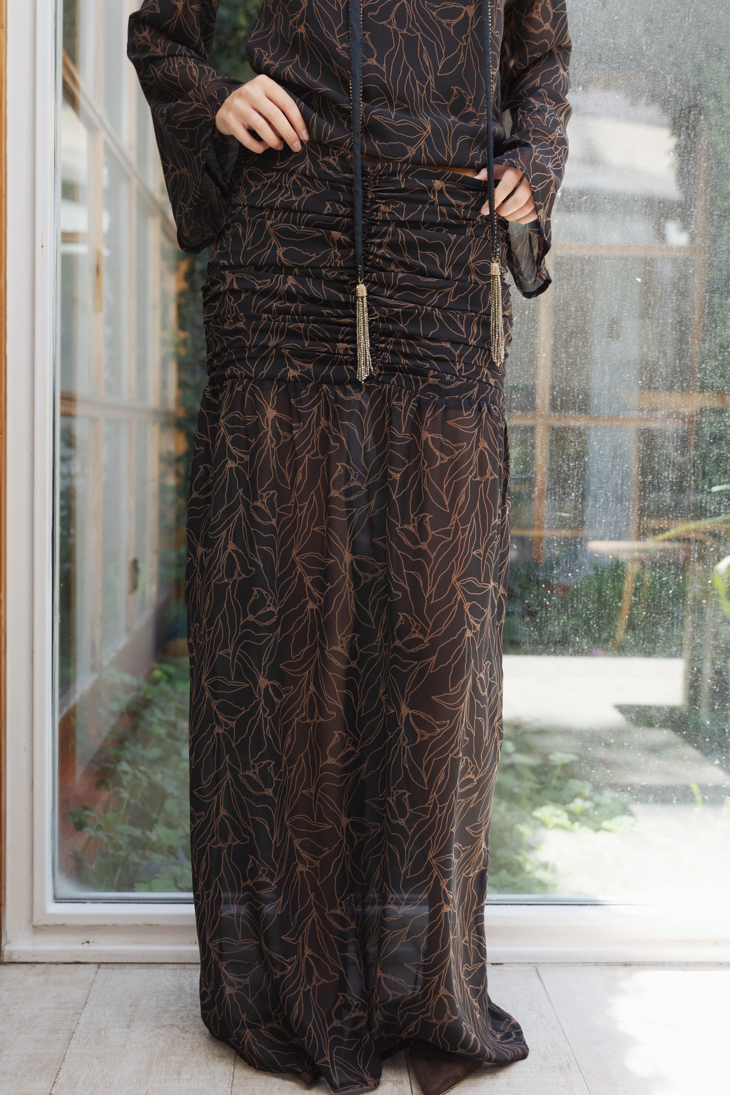 Falda Allegra Negro Print Gasa