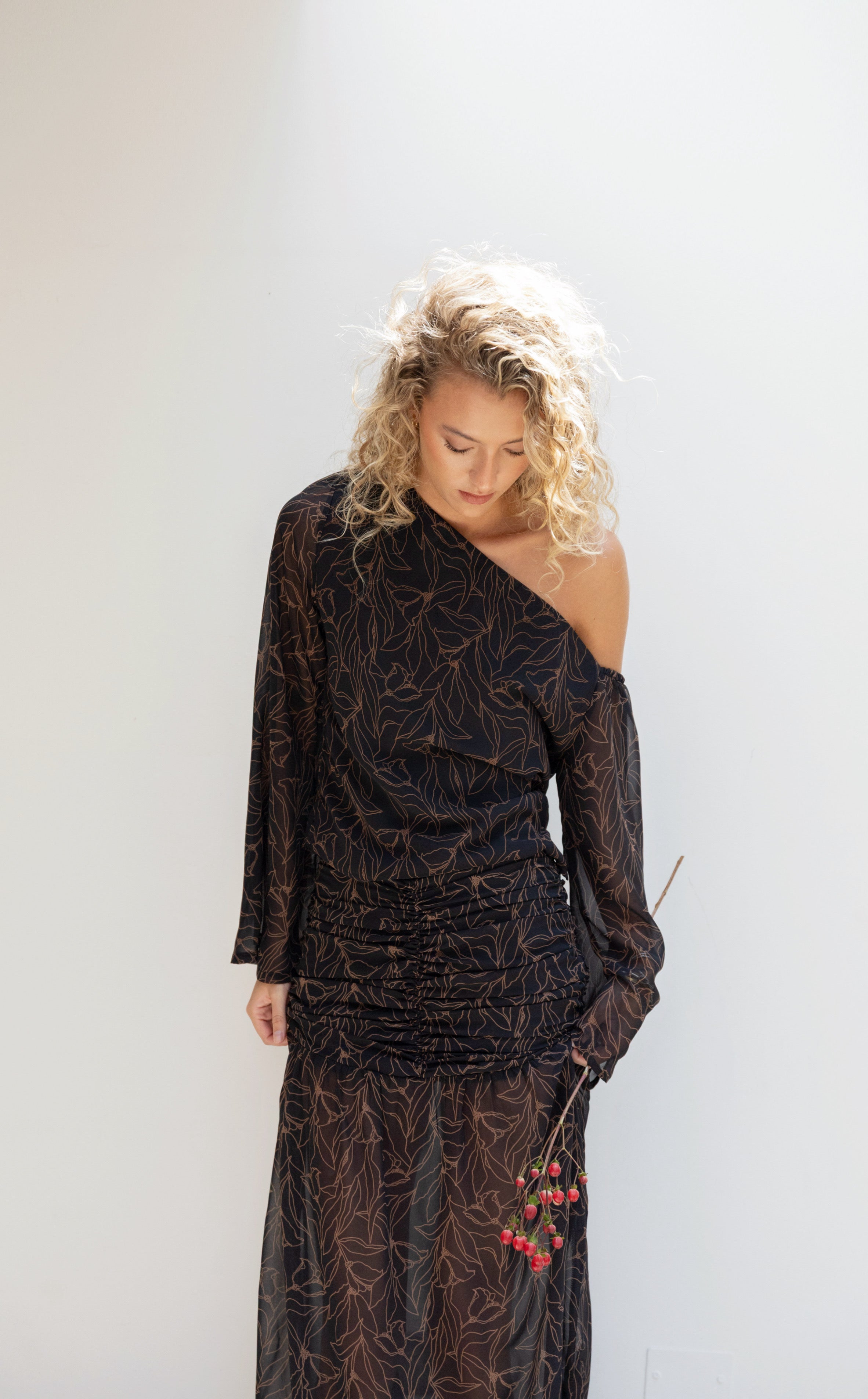 Falda Allegra Negro Print Gasa