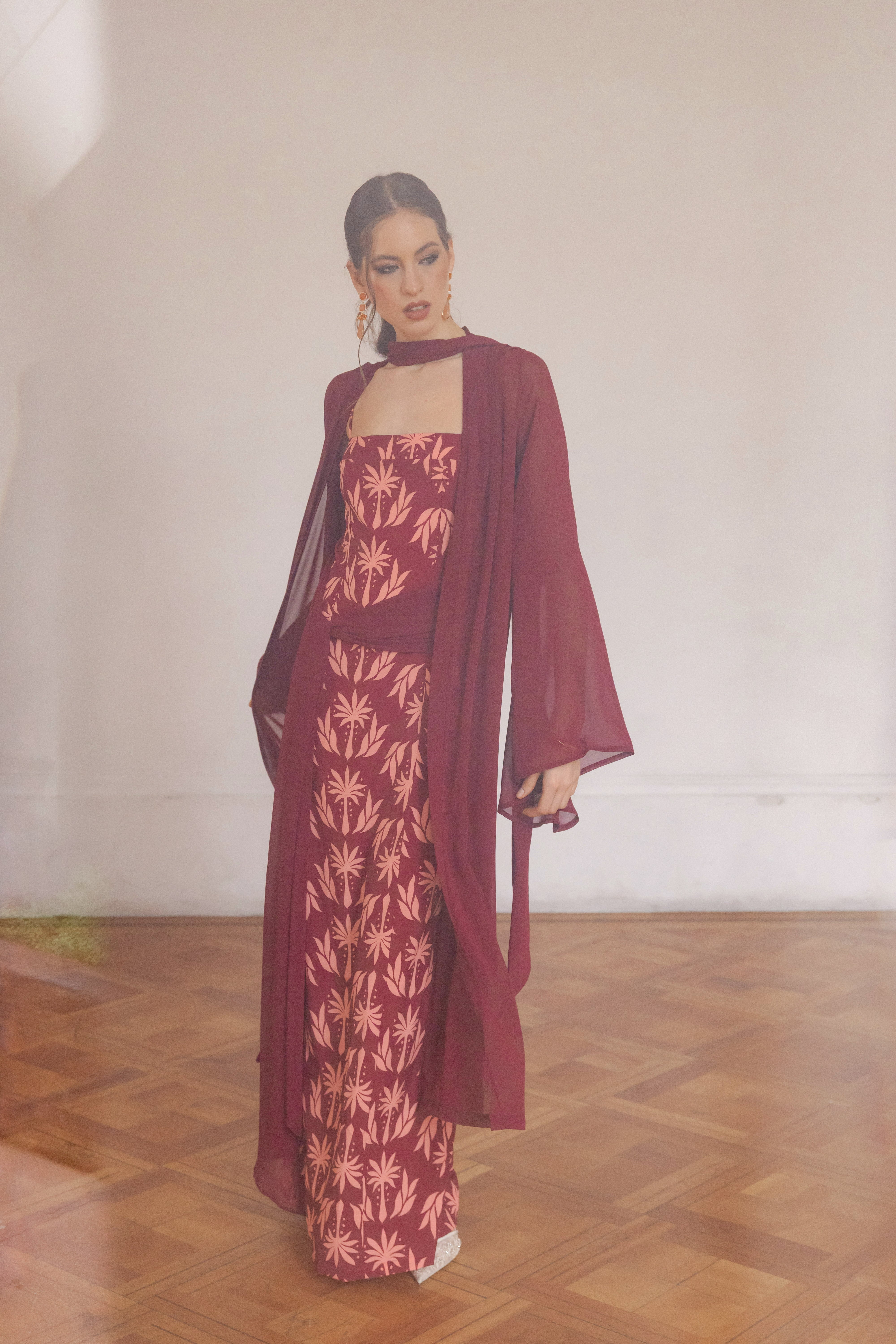Kimono Gasa Lotus Burdeo