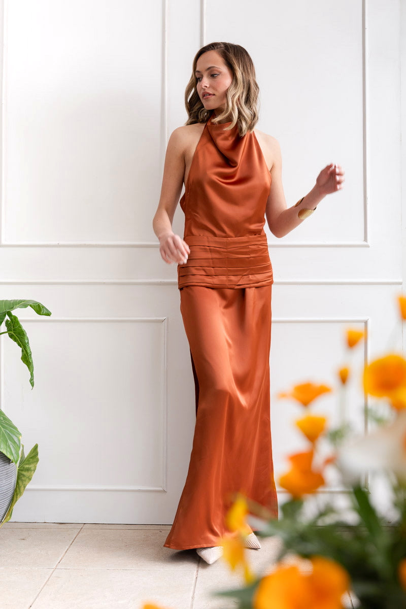 Vestido Fiesta Ángeles Terracota