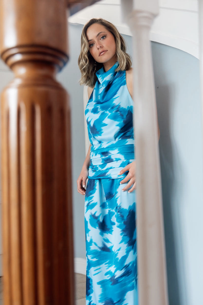 Vestido Fiesta Ángeles Celeste Print