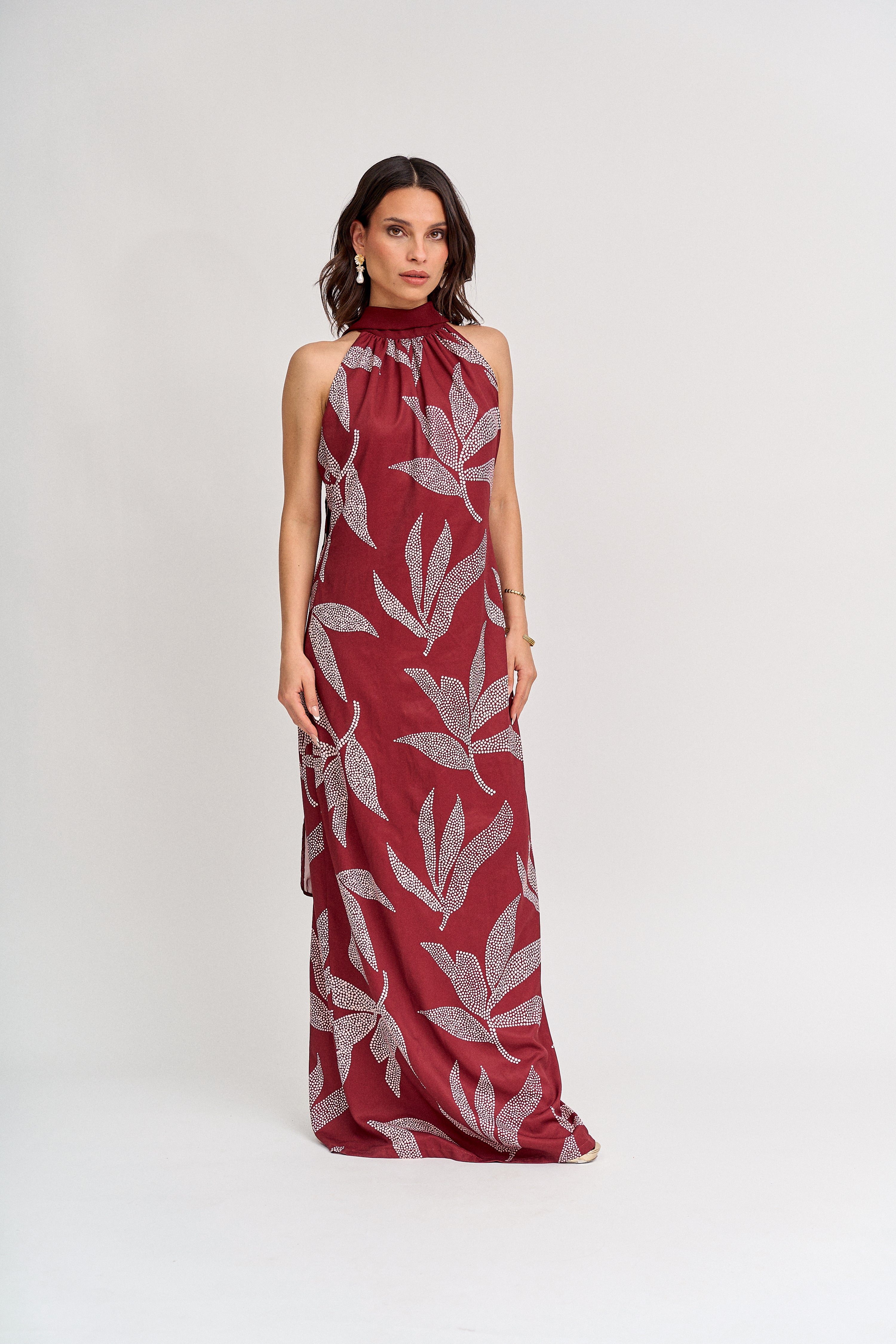 Vestido Valentina Burdeo Print - Edición Limitada