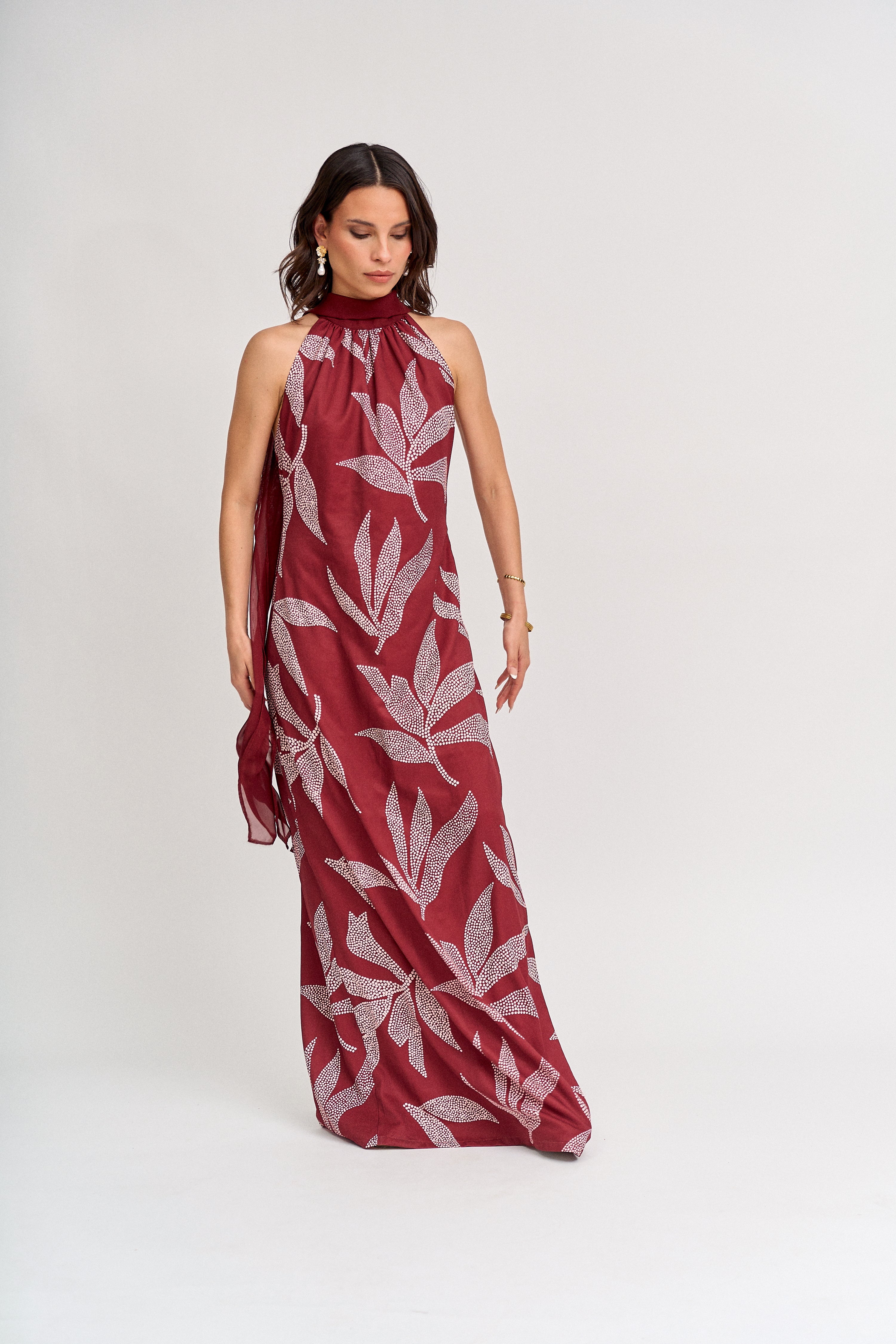 Vestido Valentina Burdeo Print - Edición Limitada