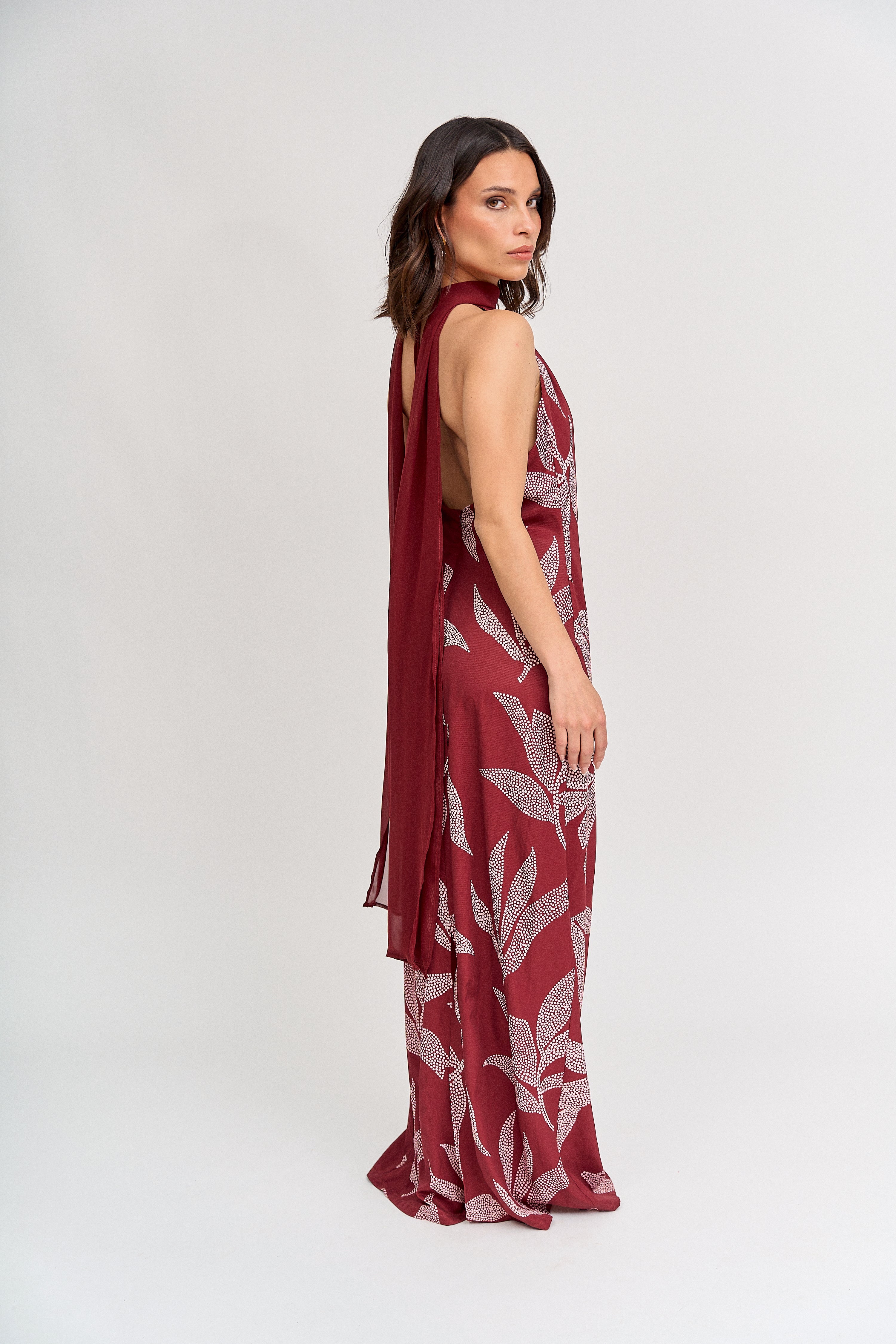 Vestido Valentina Burdeo Print - Edición Limitada
