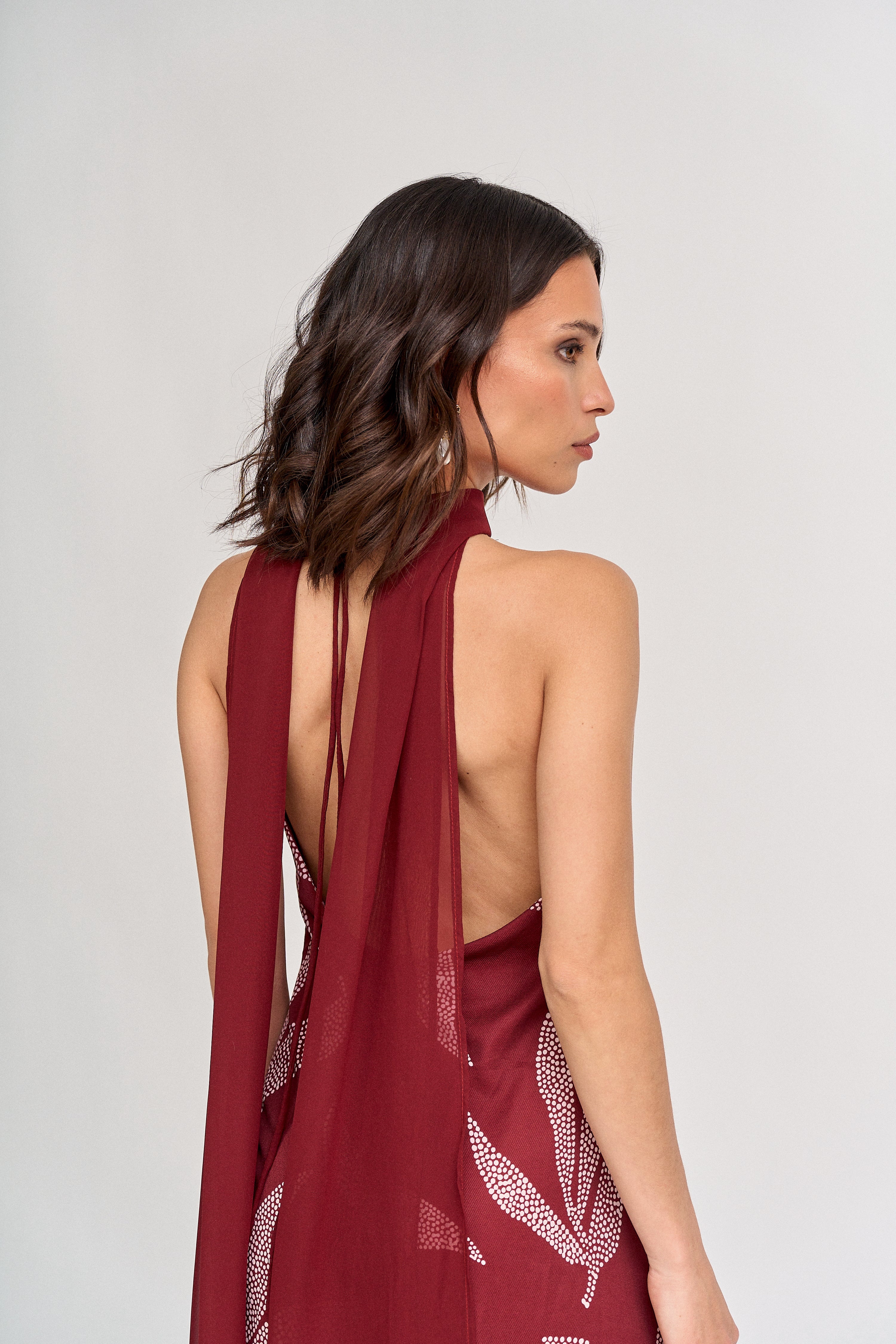Vestido Valentina Burdeo Print - Edición Limitada