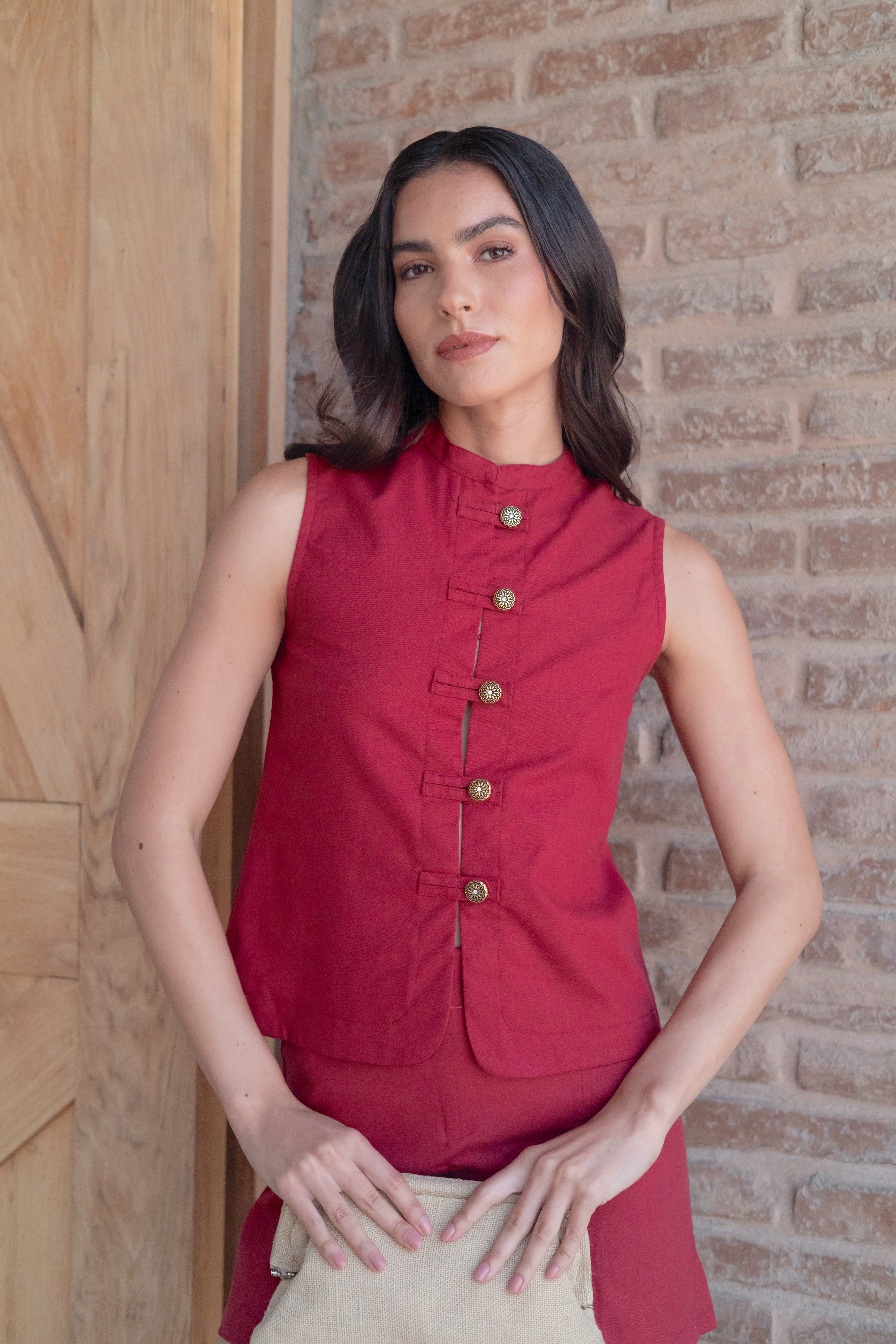 Top Keiko Frambuesa Lino