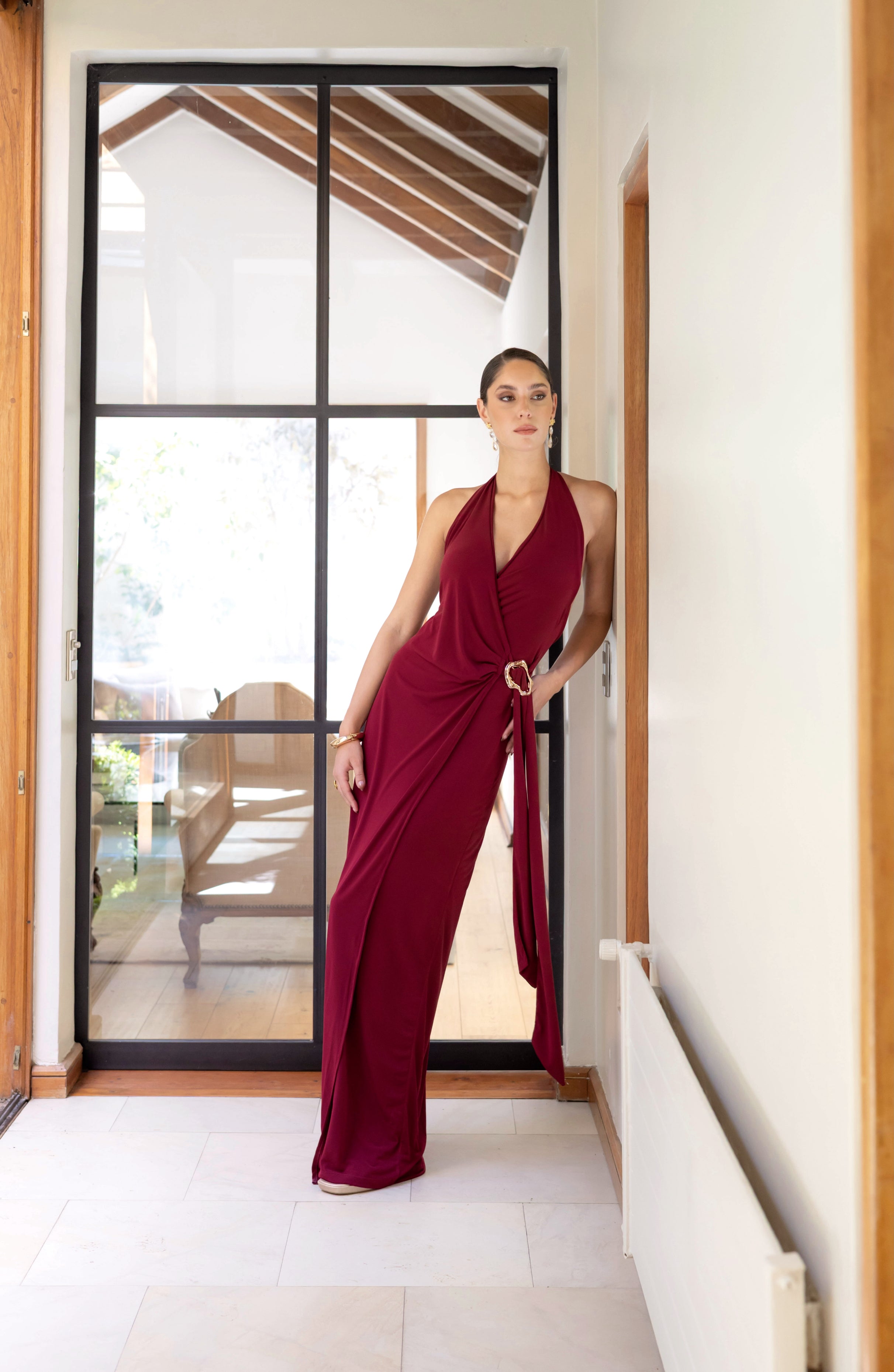 Vestido Fiesta Nina Burdeo