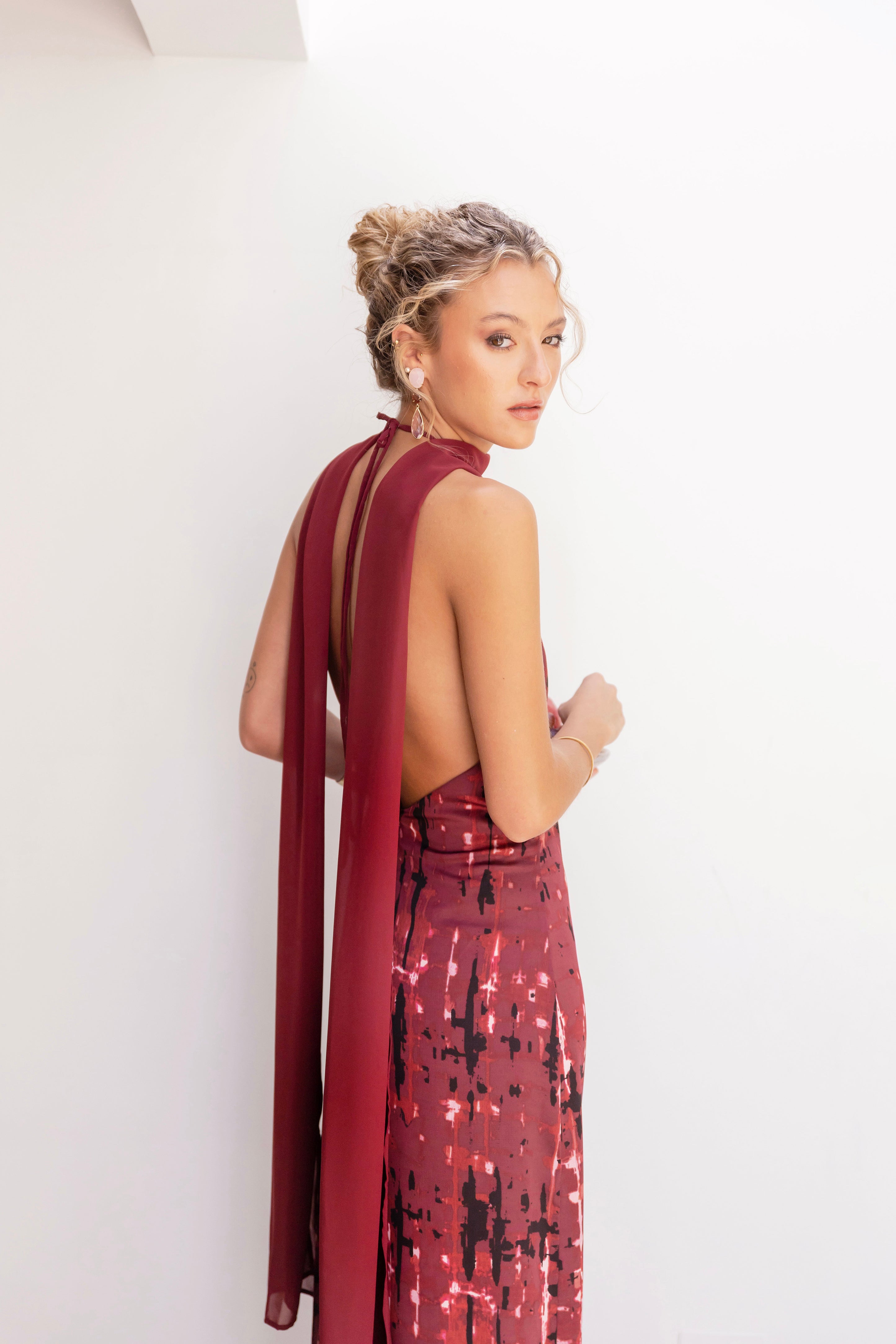 Vestido Fiesta Valentina Tye Burdeo