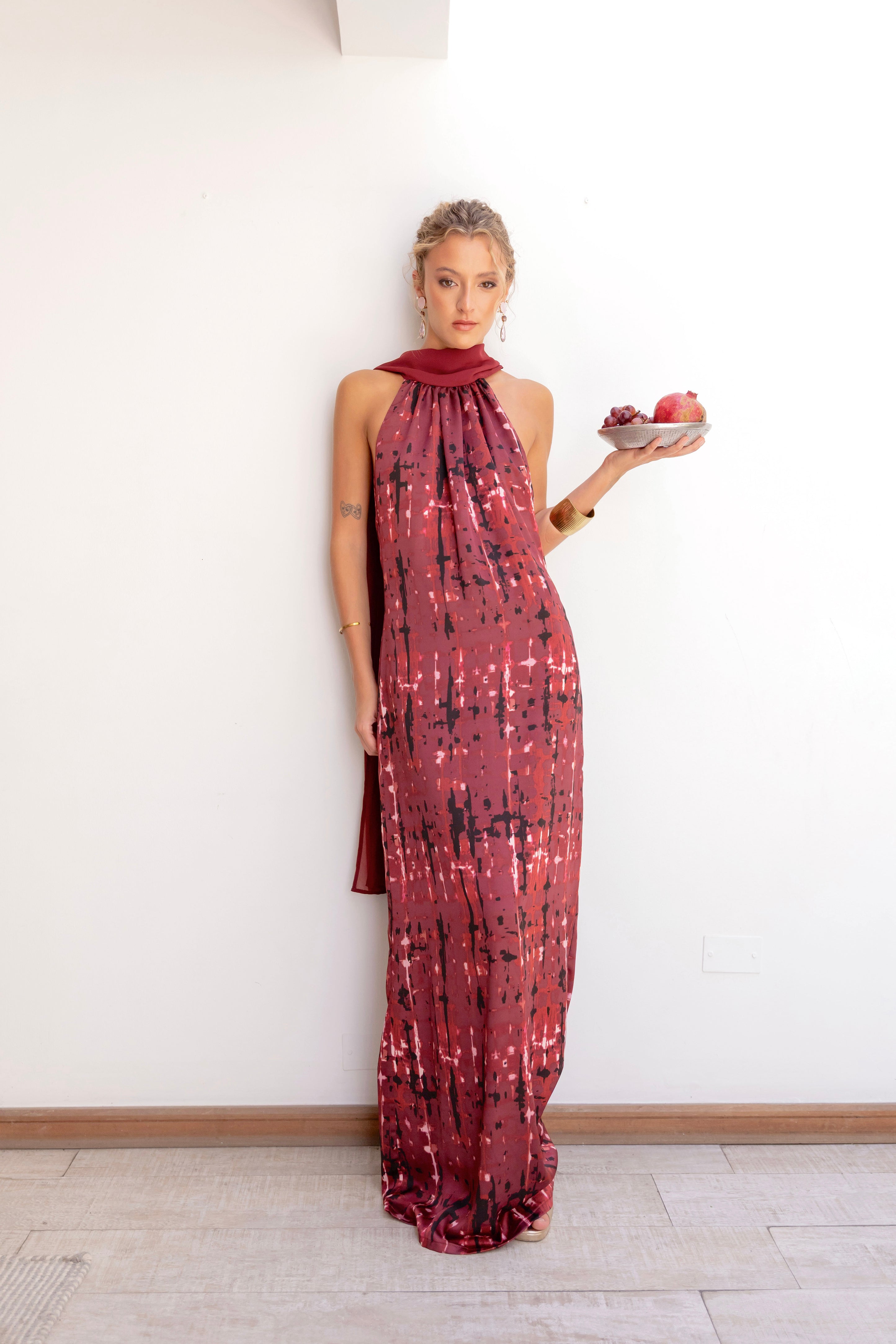 Vestido Fiesta Valentina Tye Burdeo