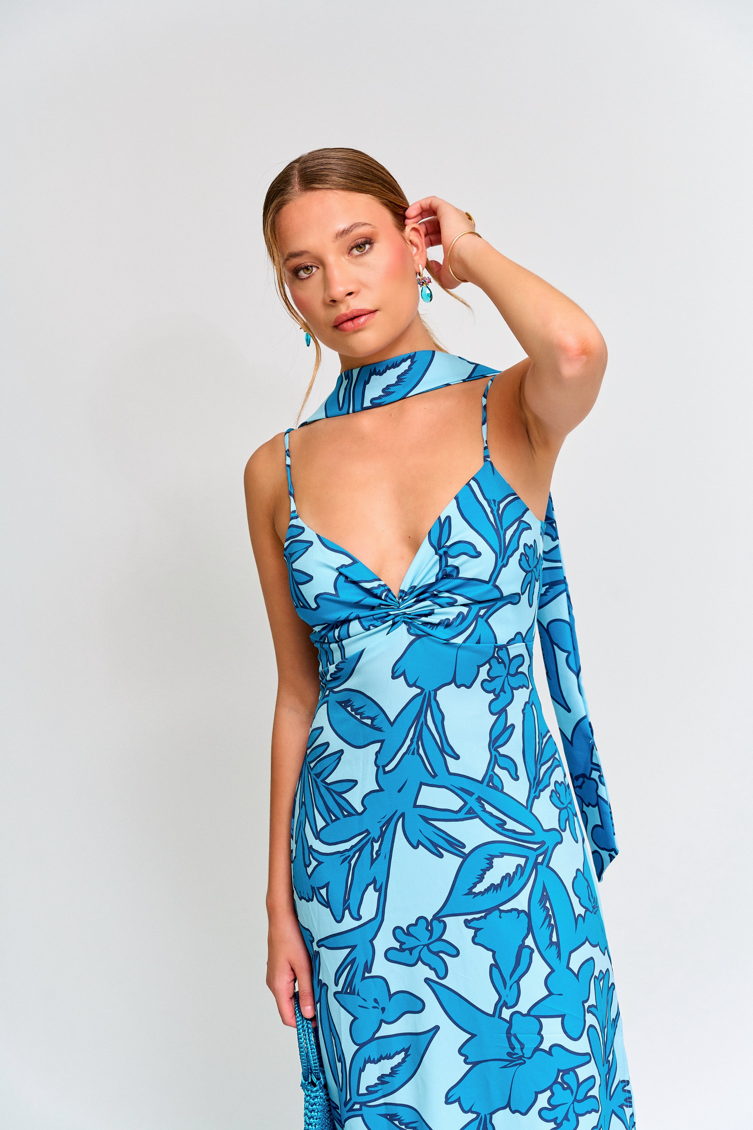 Vestido Fiesta Alba Celeste Print