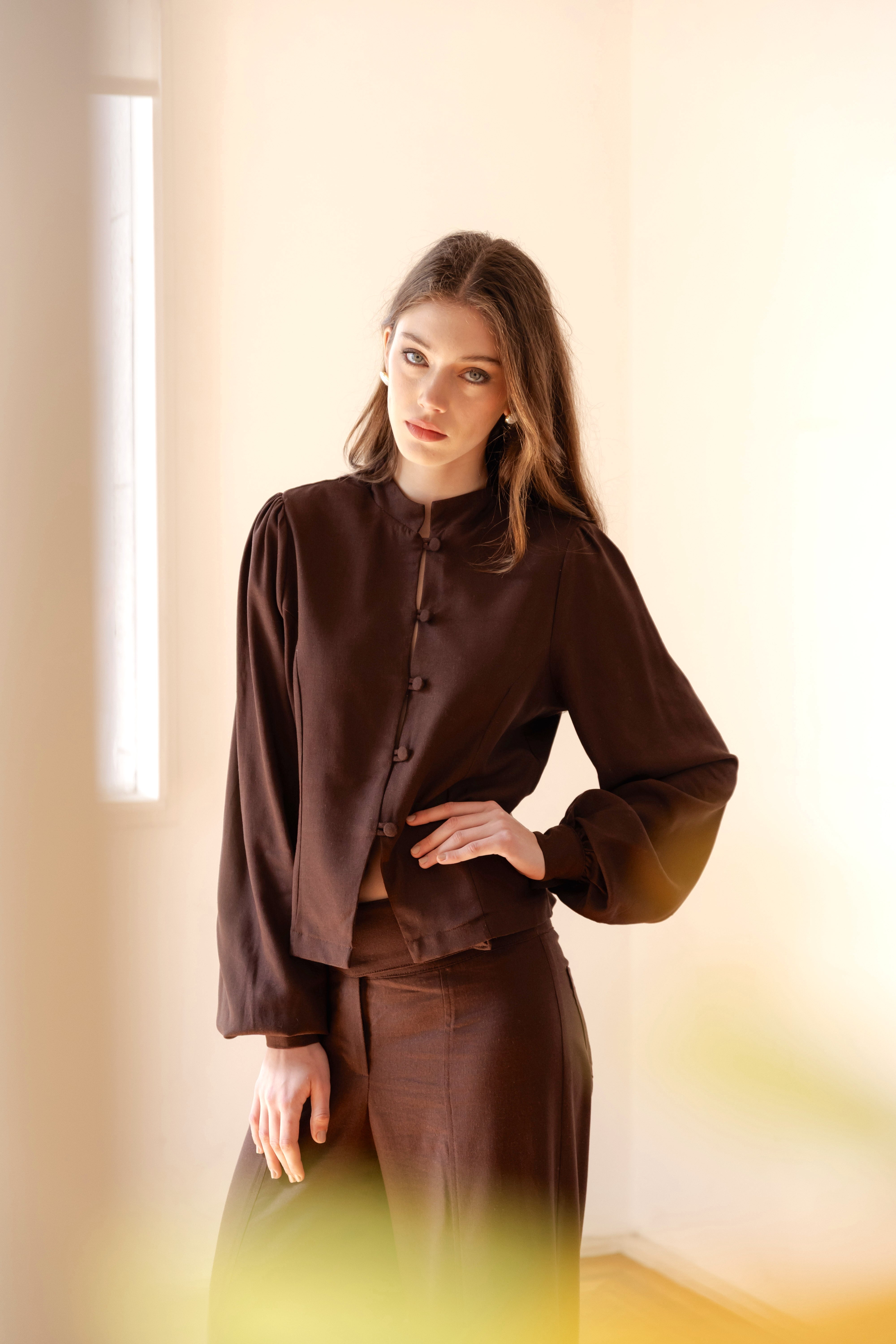 Chaqueta Aster Chocolate Lino