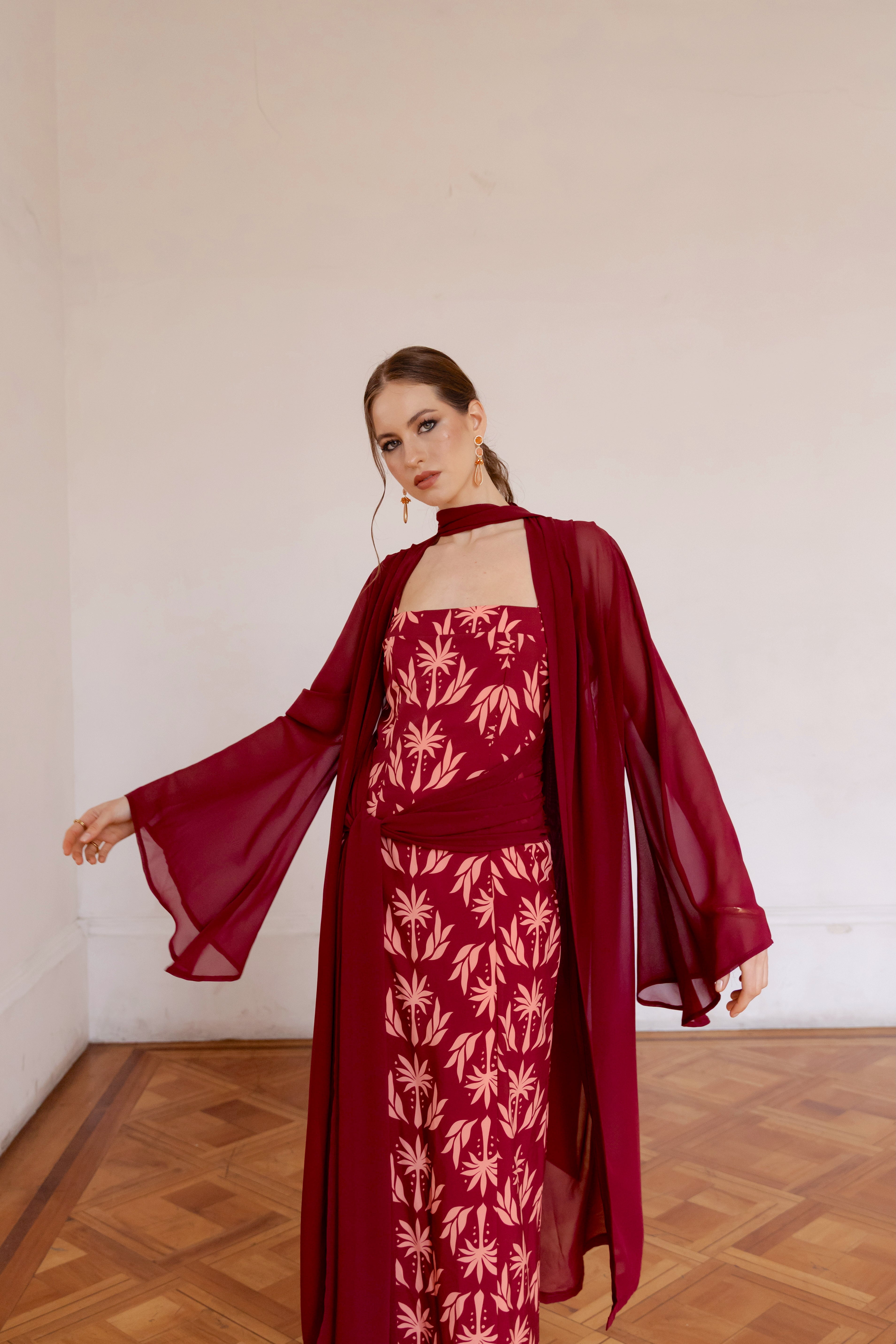 Kimono Gasa Lotus Burdeo