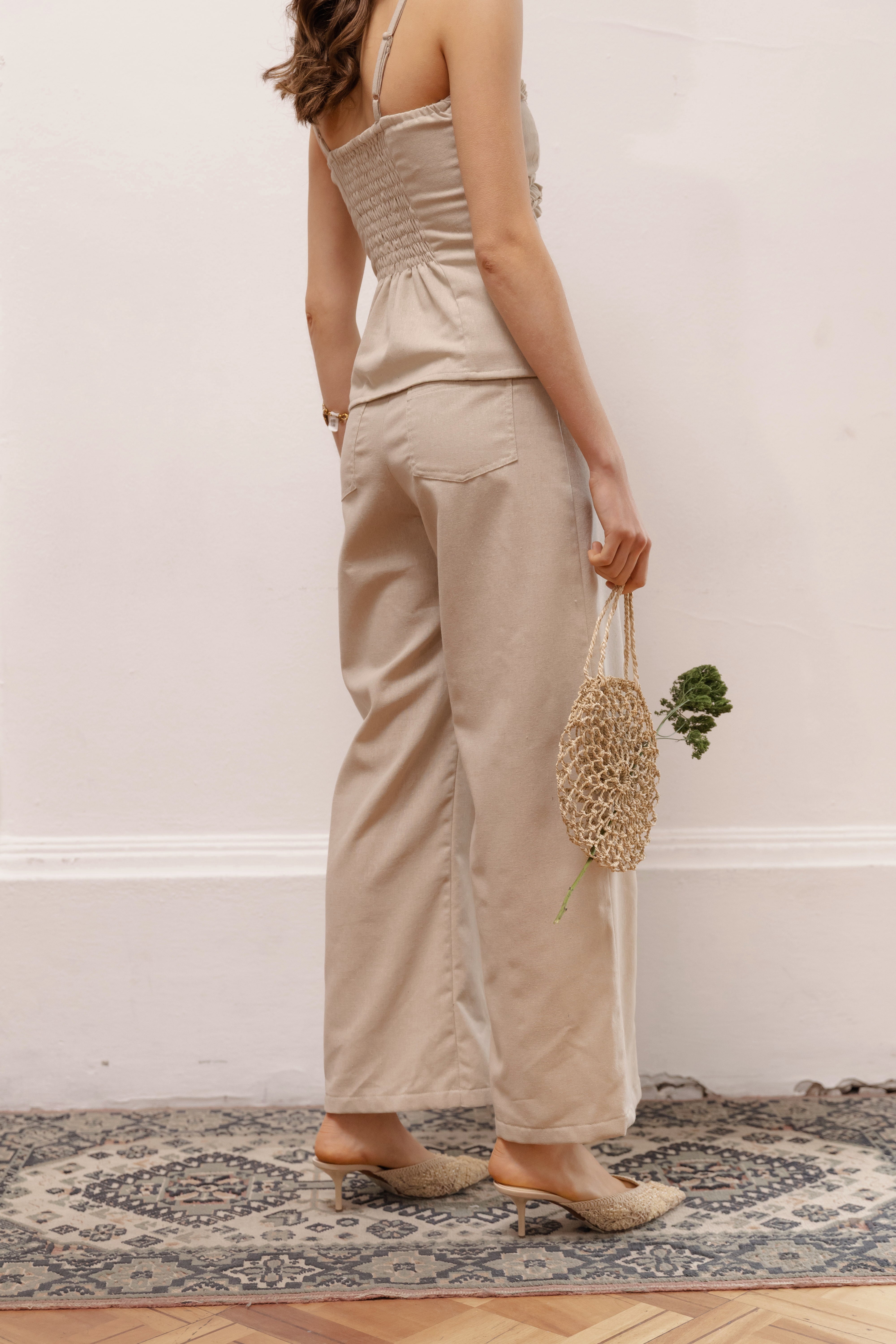 Pantalón Jade Beige Lino