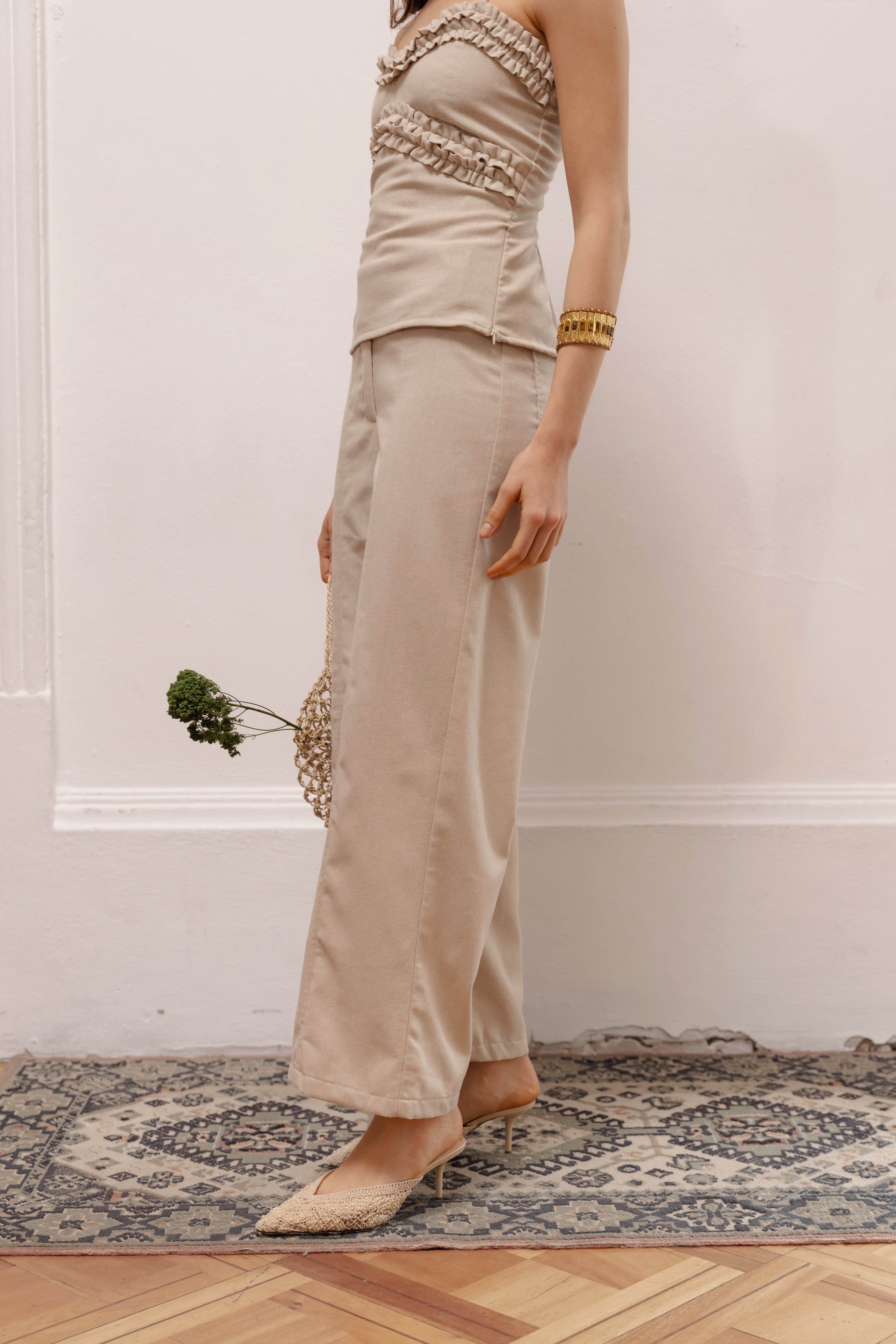 Pantalón Jade Beige Lino