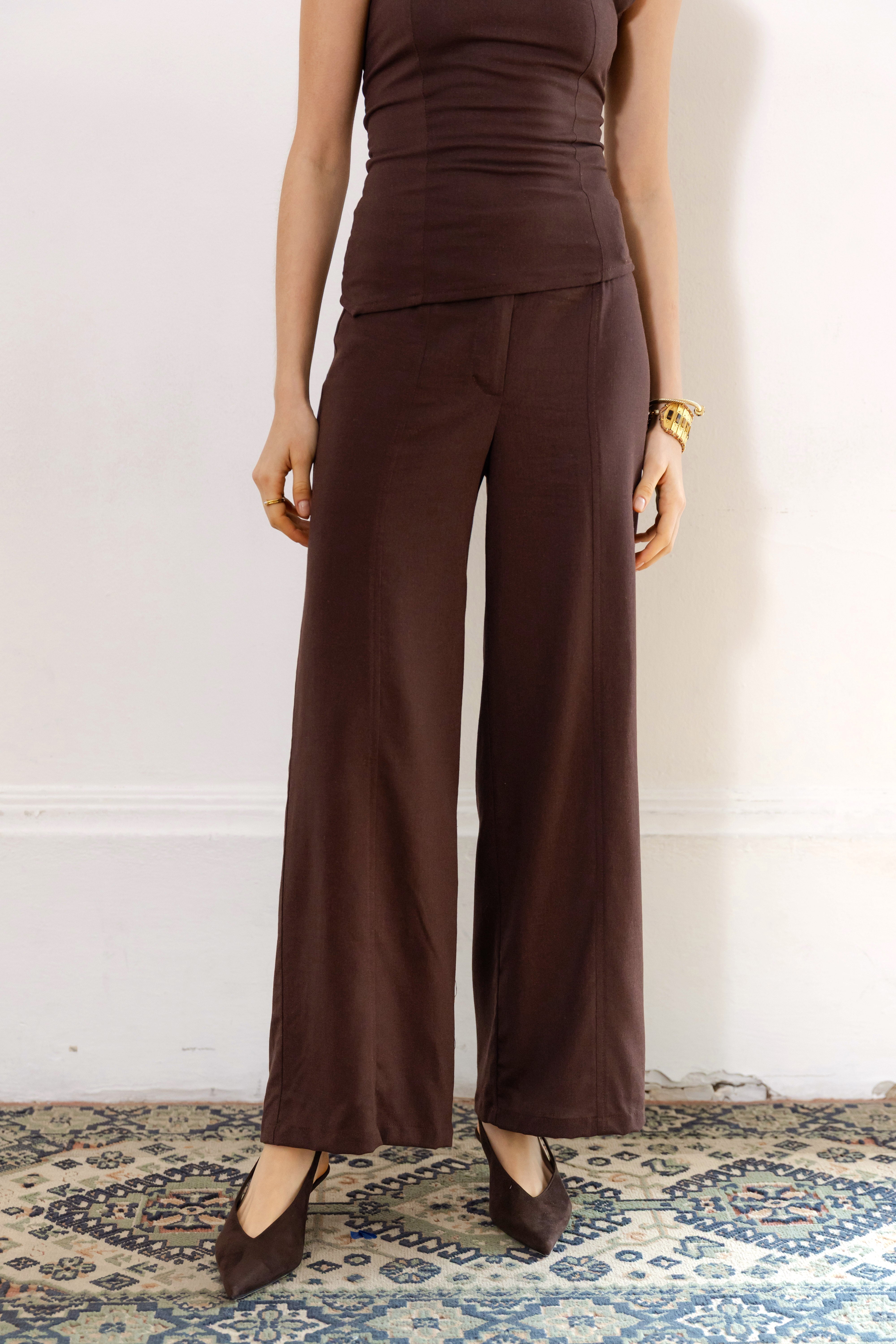 Pantalón Jade Chocolate Lino