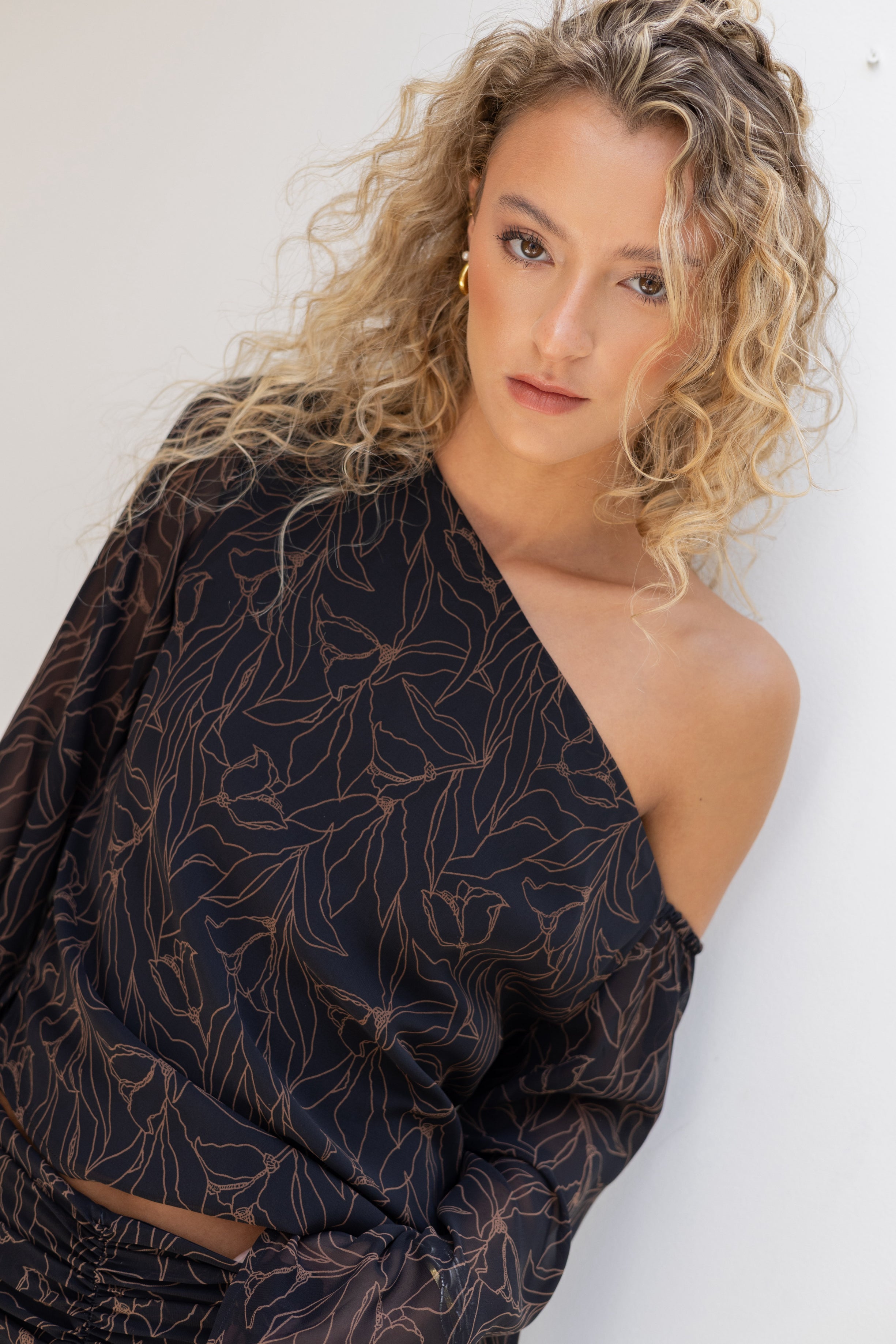 Top Alicia Negro Print Gasa