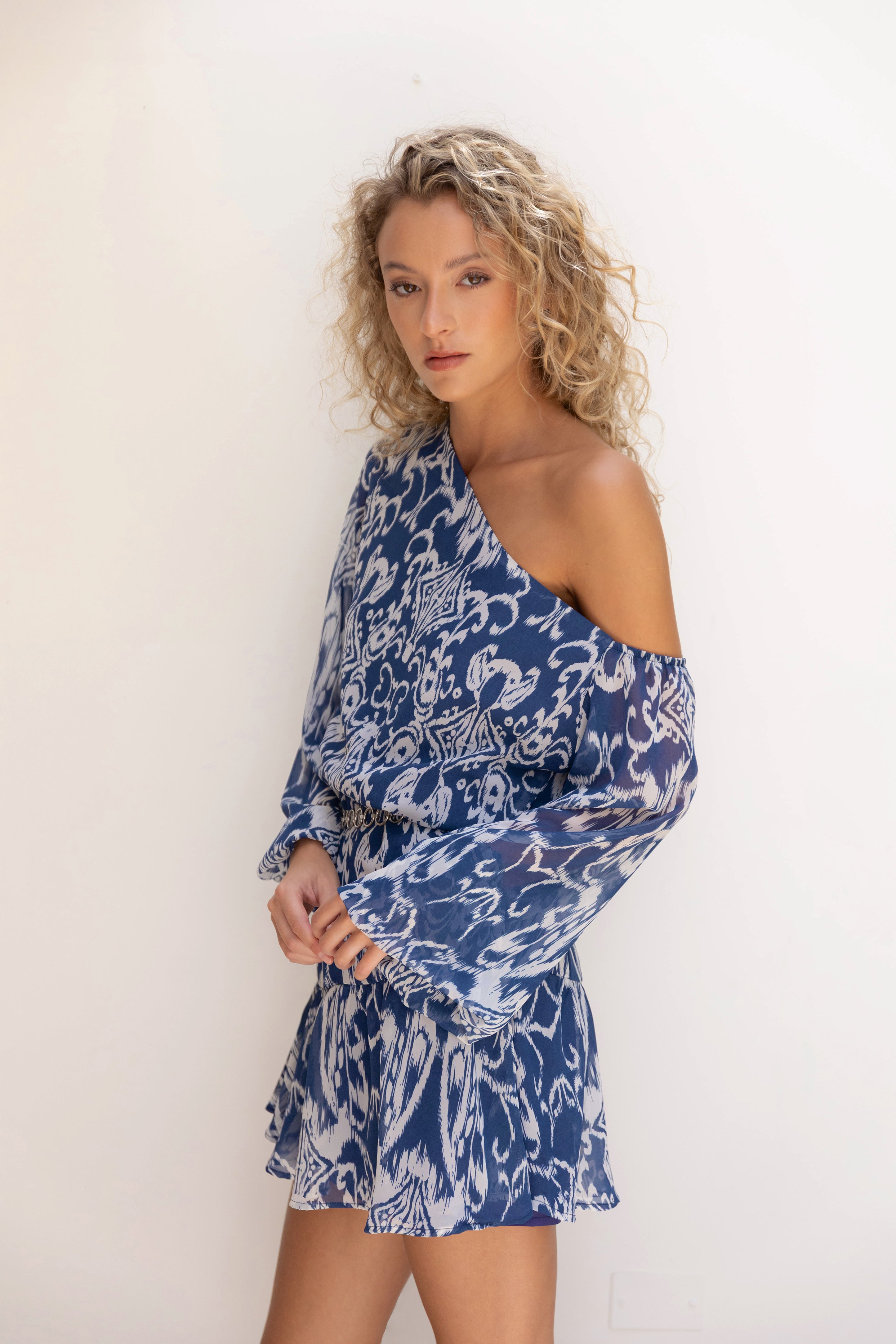 Vestido Ellia Azul Print Gasa