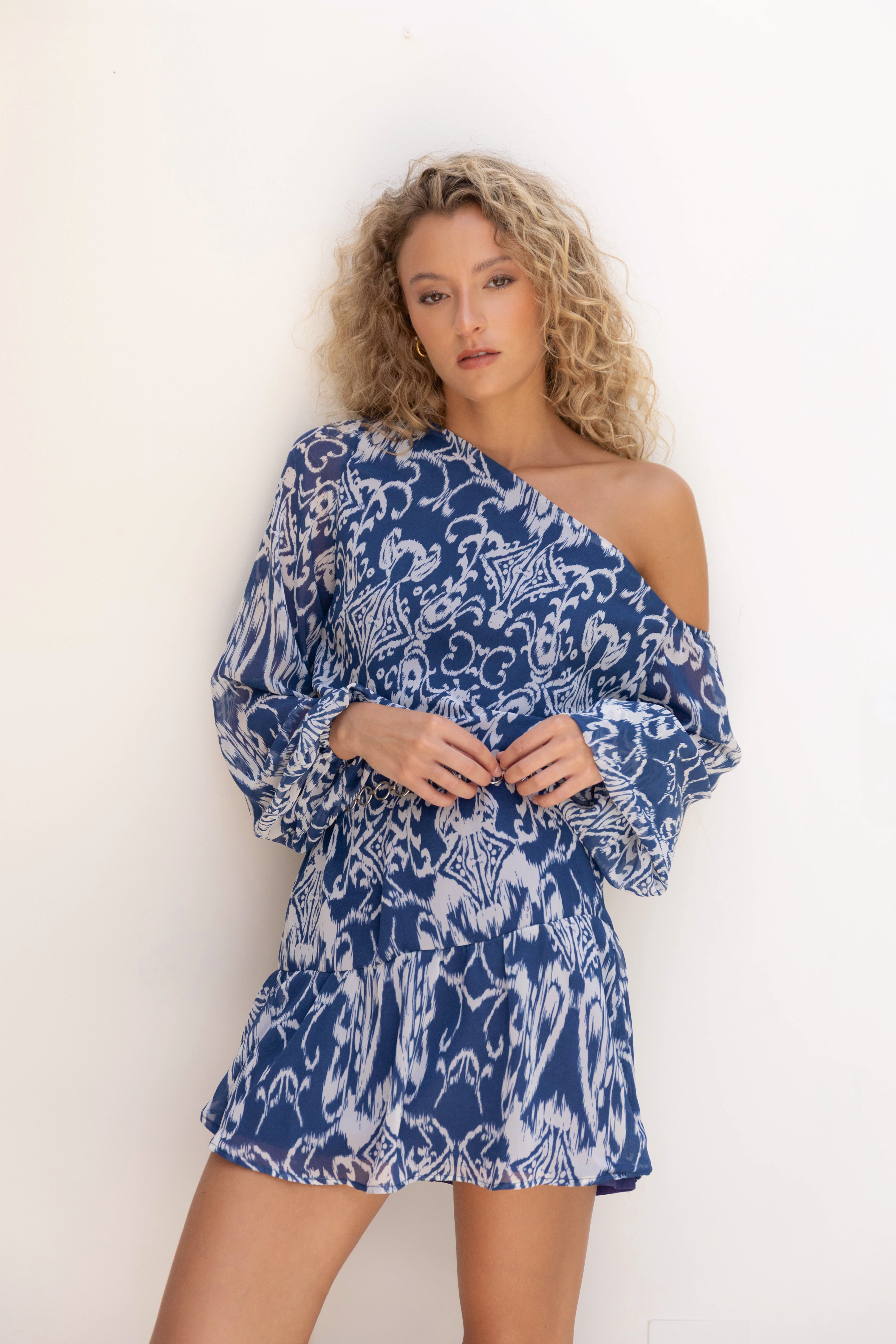 Vestido Ellia Azul Print Gasa