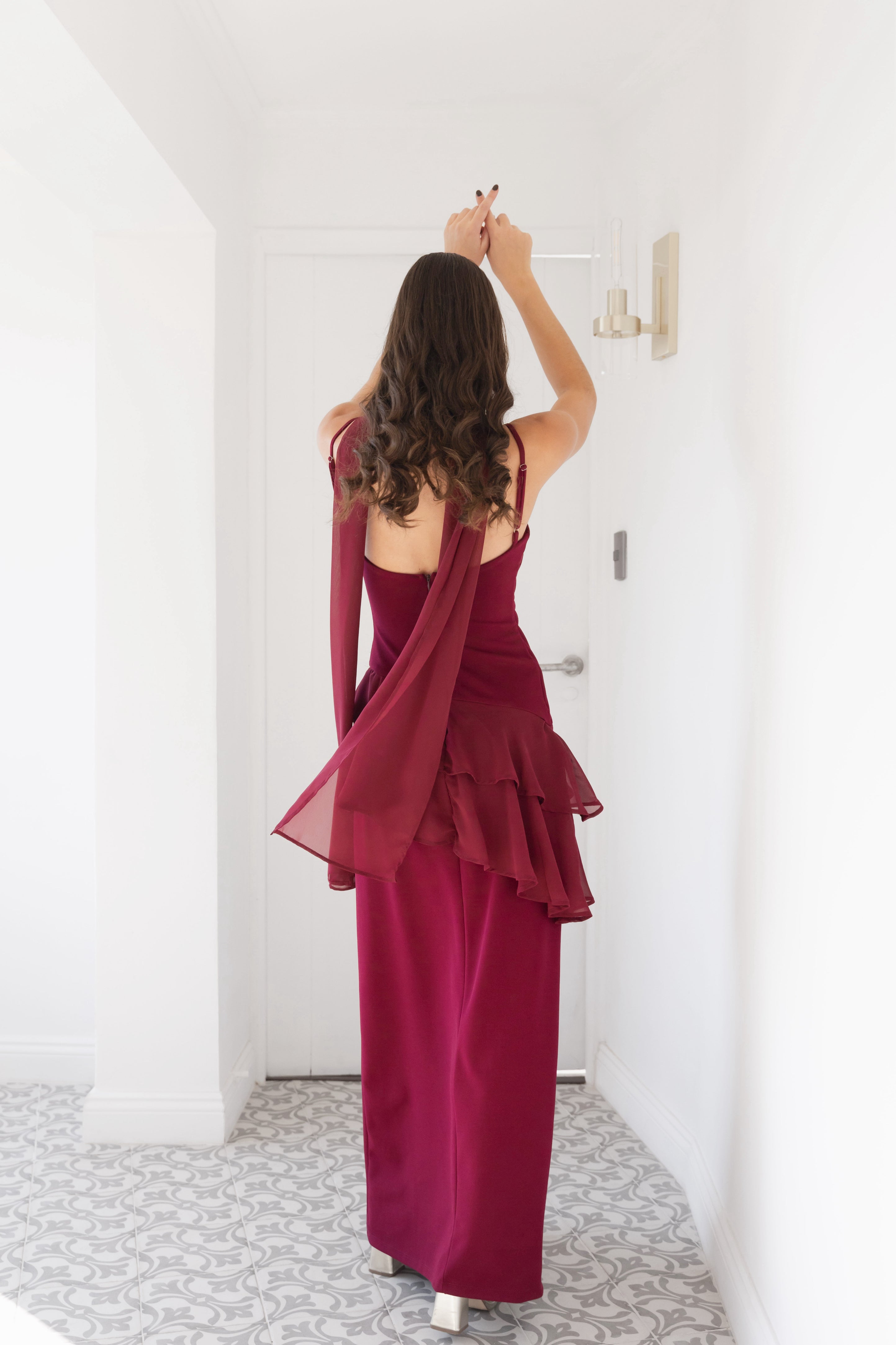 Vestido Fiesta Caetena Burdeo