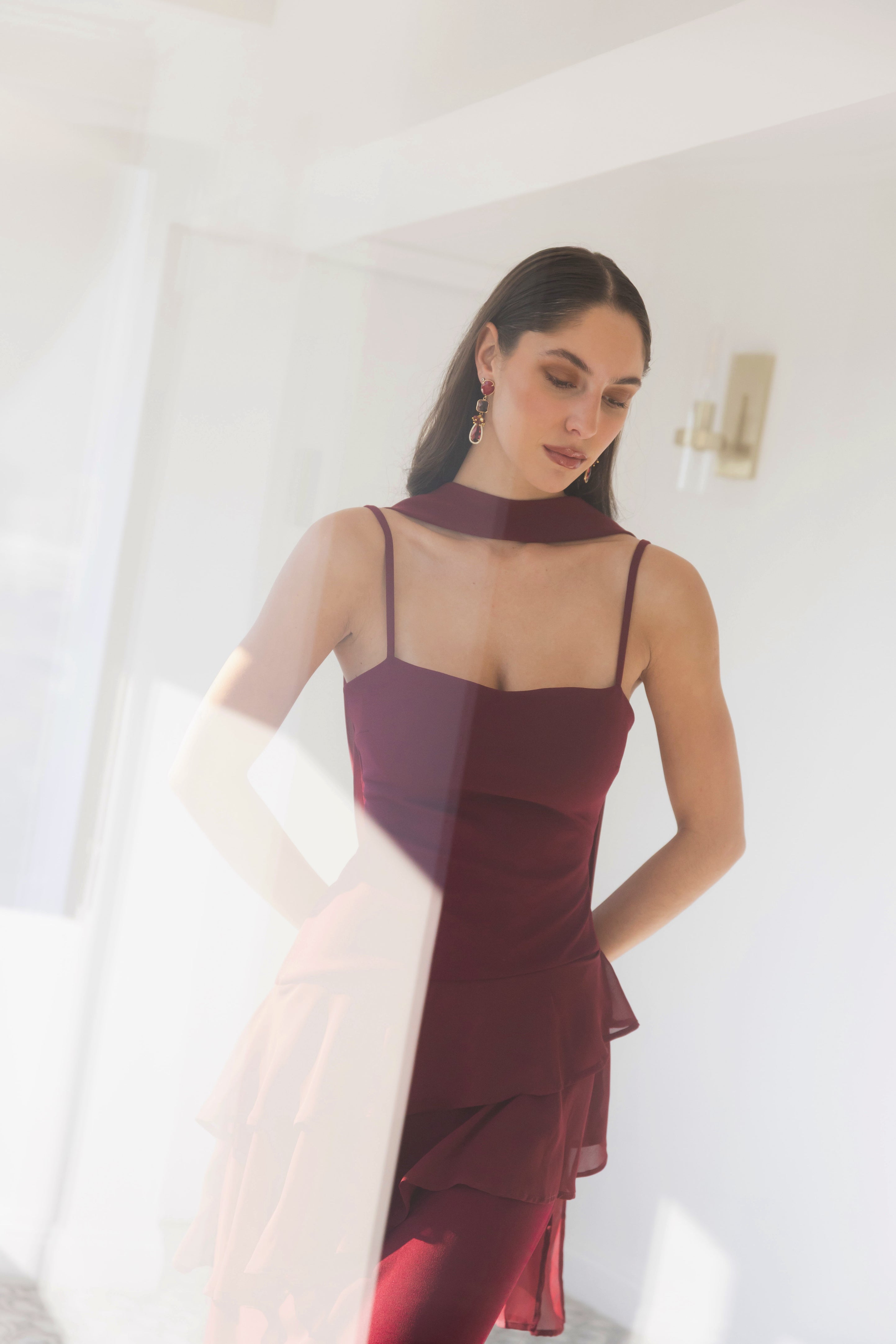 Vestido Fiesta Caetena Burdeo