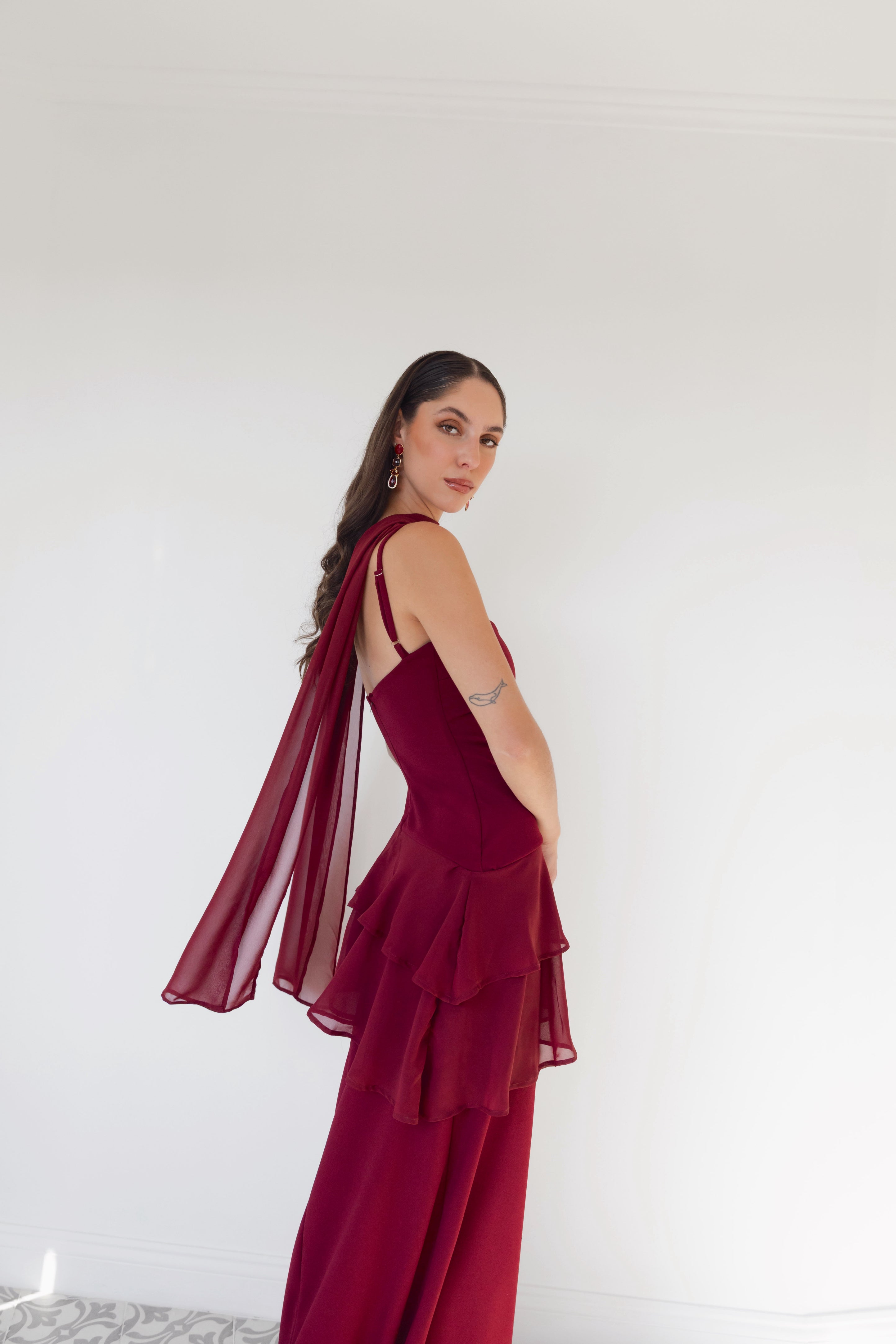 Vestido Fiesta Caetena Burdeo
