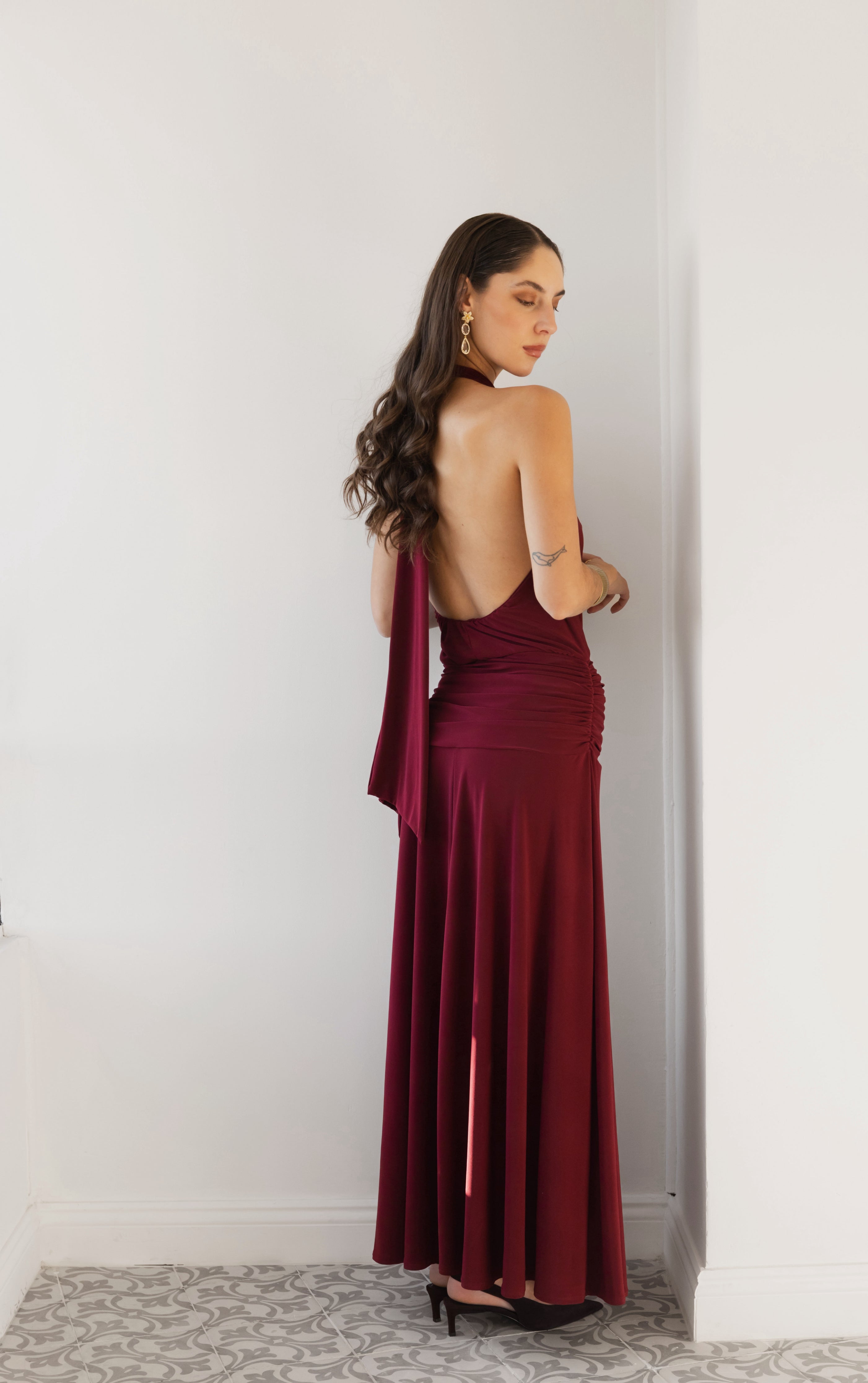 Vestido Fiesta Gala Burdeo