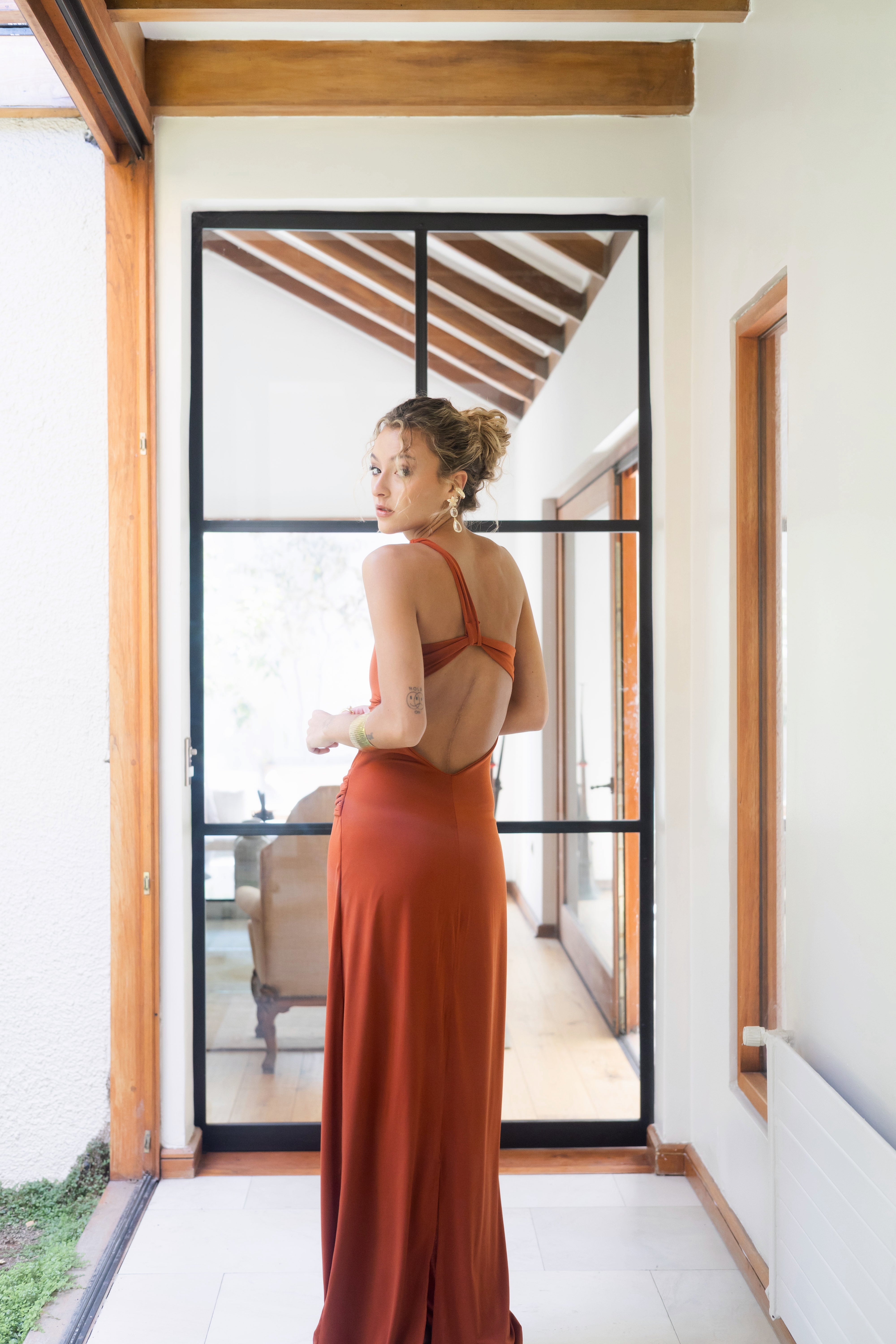 Vestido Fiesta Fátima Terracota