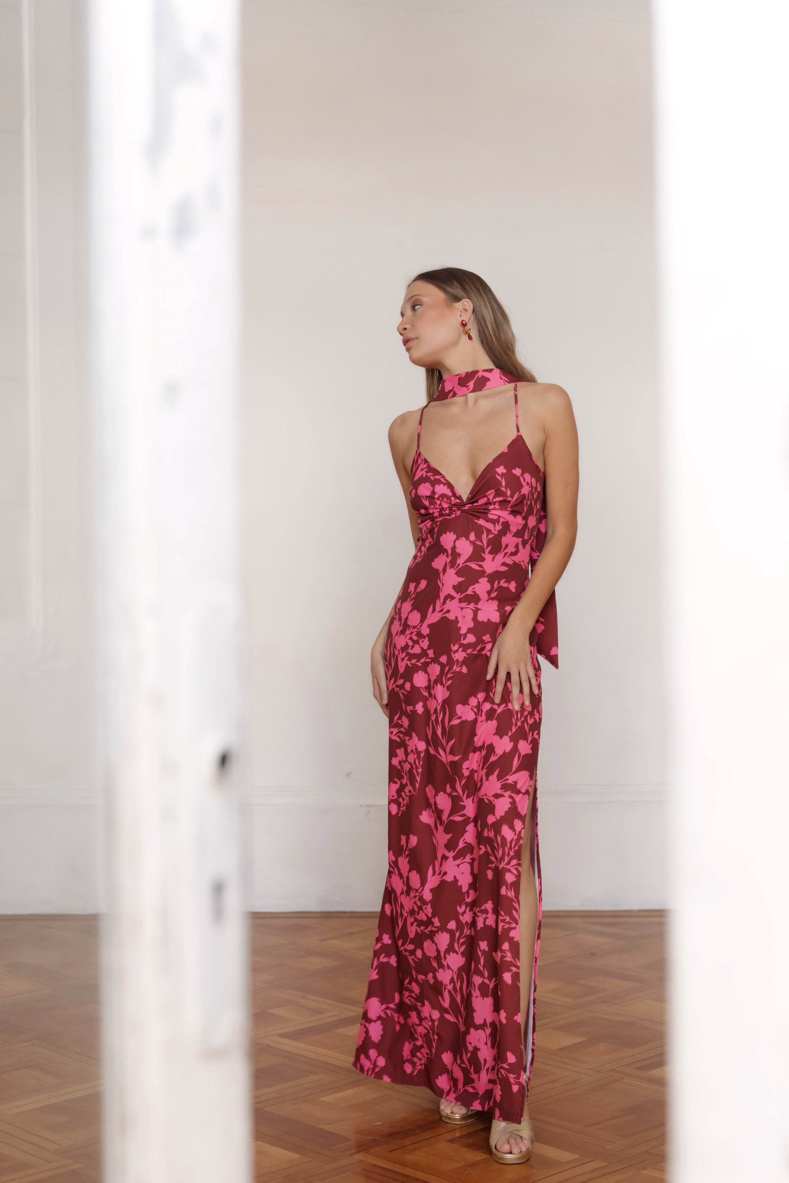 Vestido Alba Burdeo Print - Edición Limitada