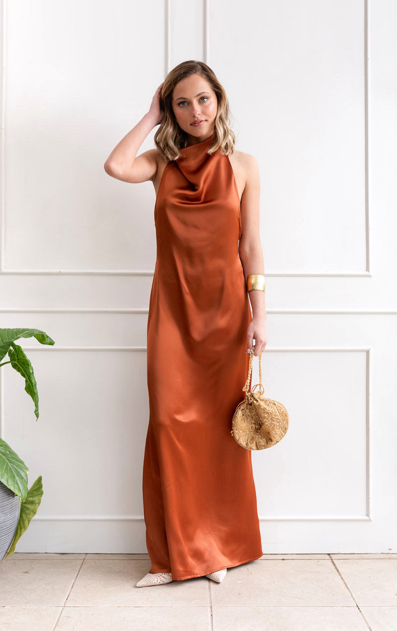 Vestido Fiesta Ángeles Terracota
