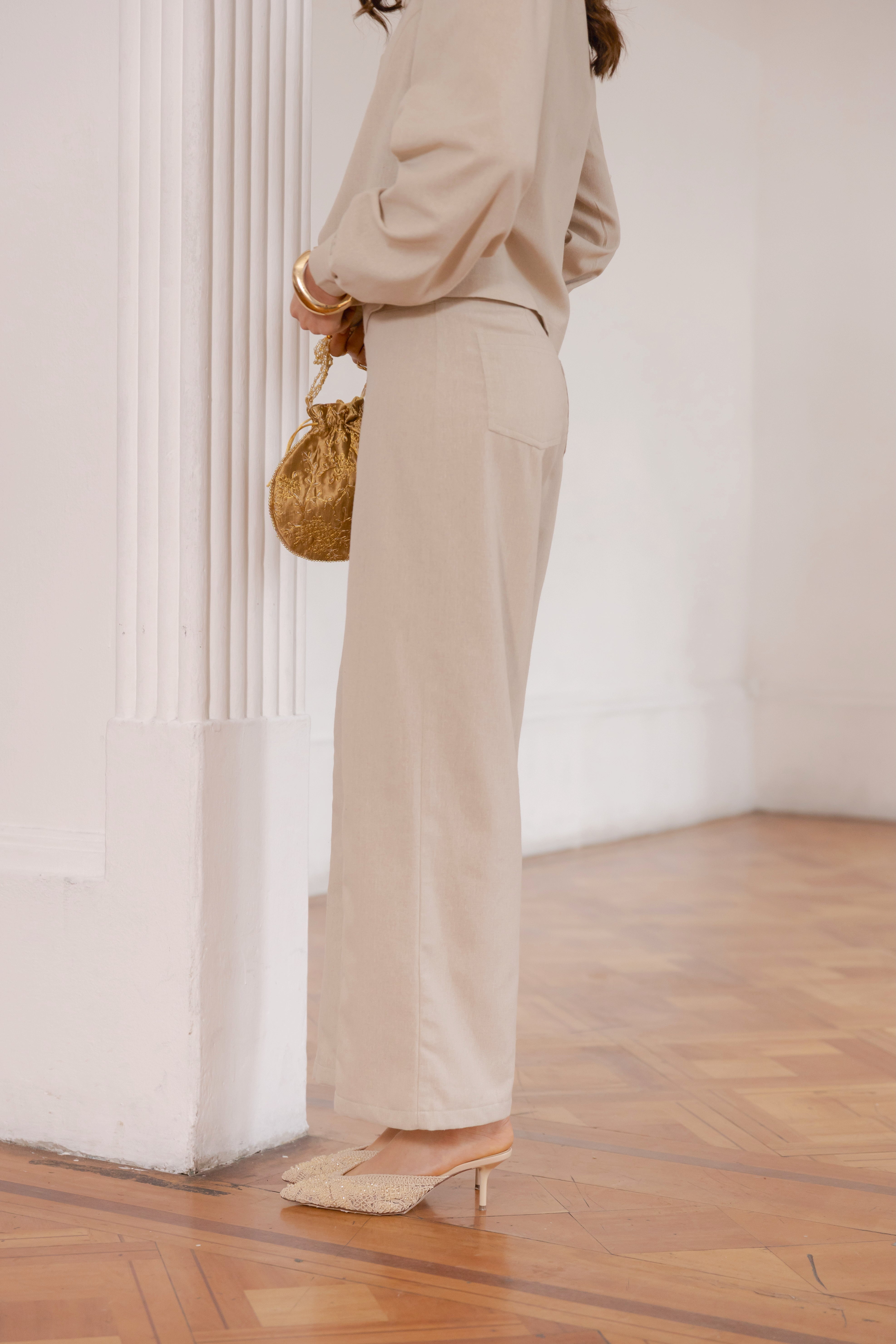 Pantalón Jade Beige Lino