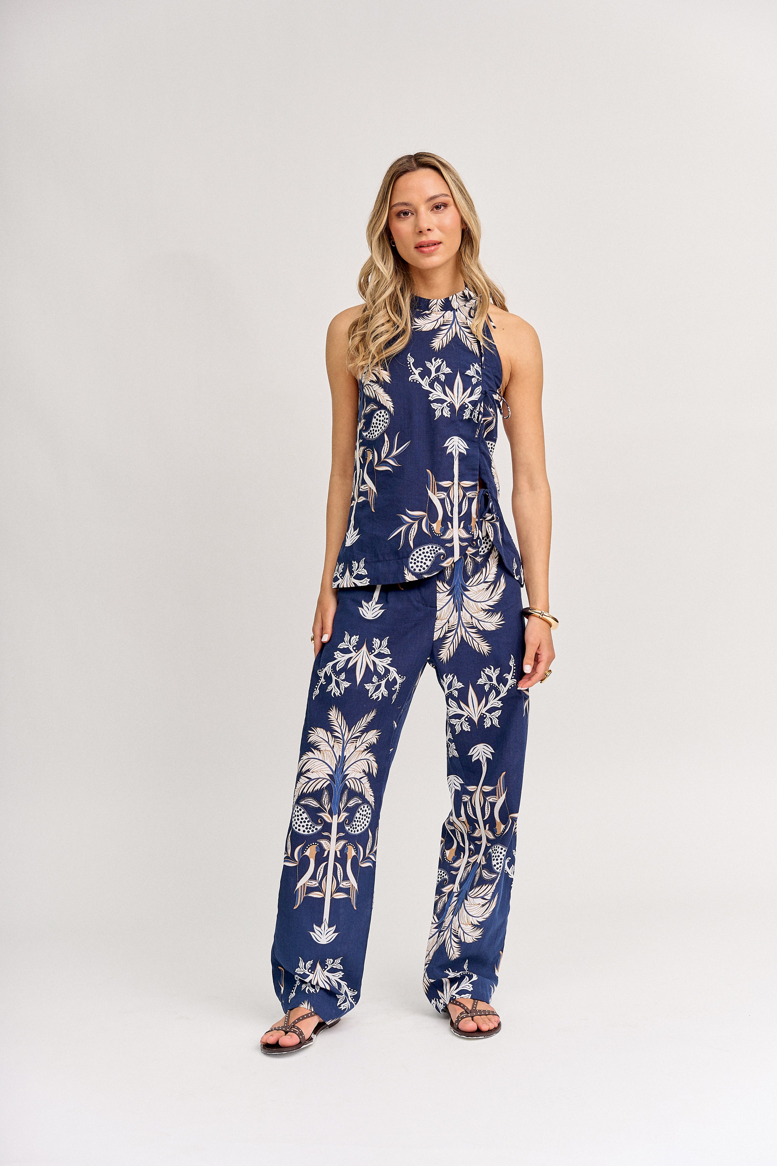 Top June Azul Print