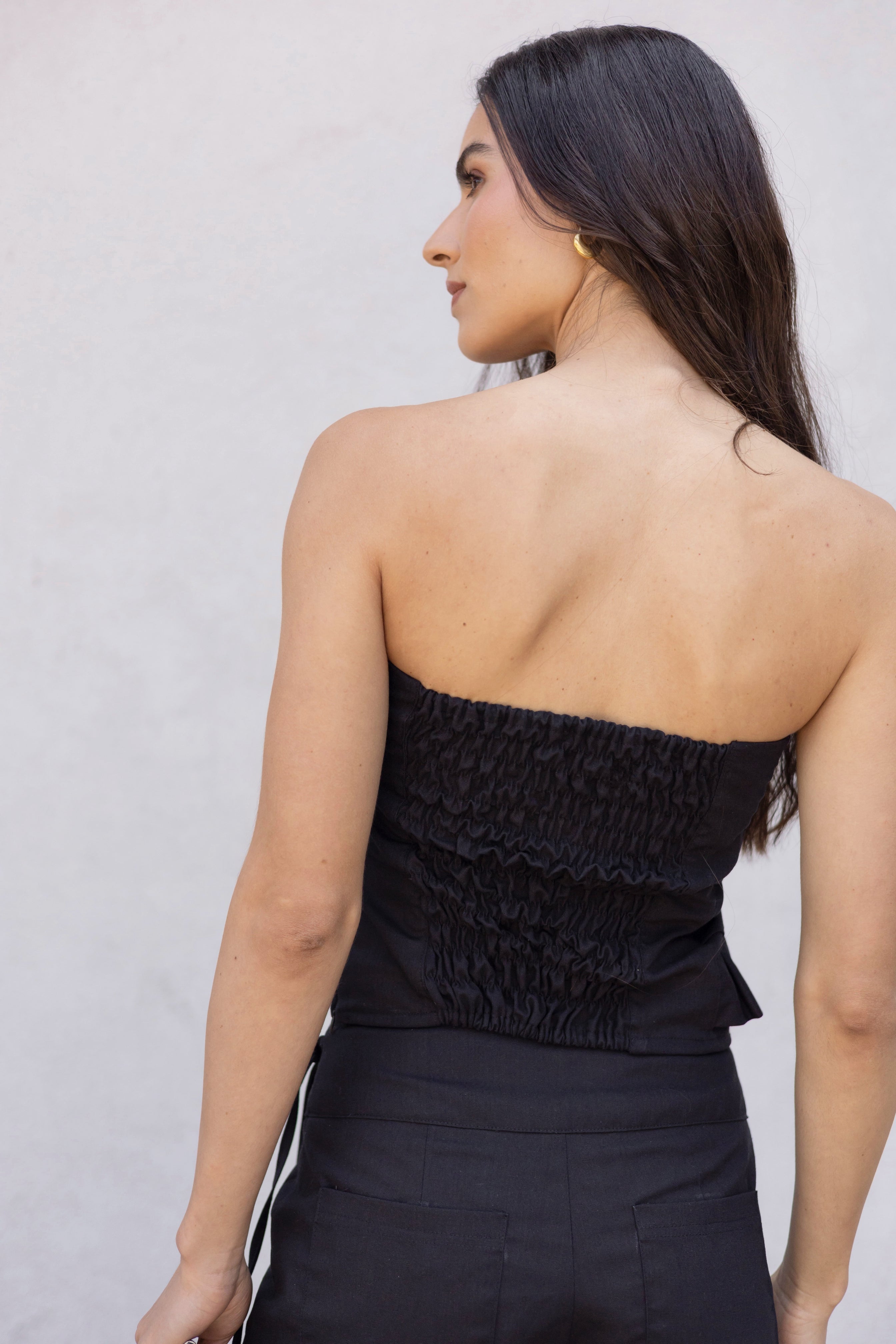 Top Zaira Negro Lino