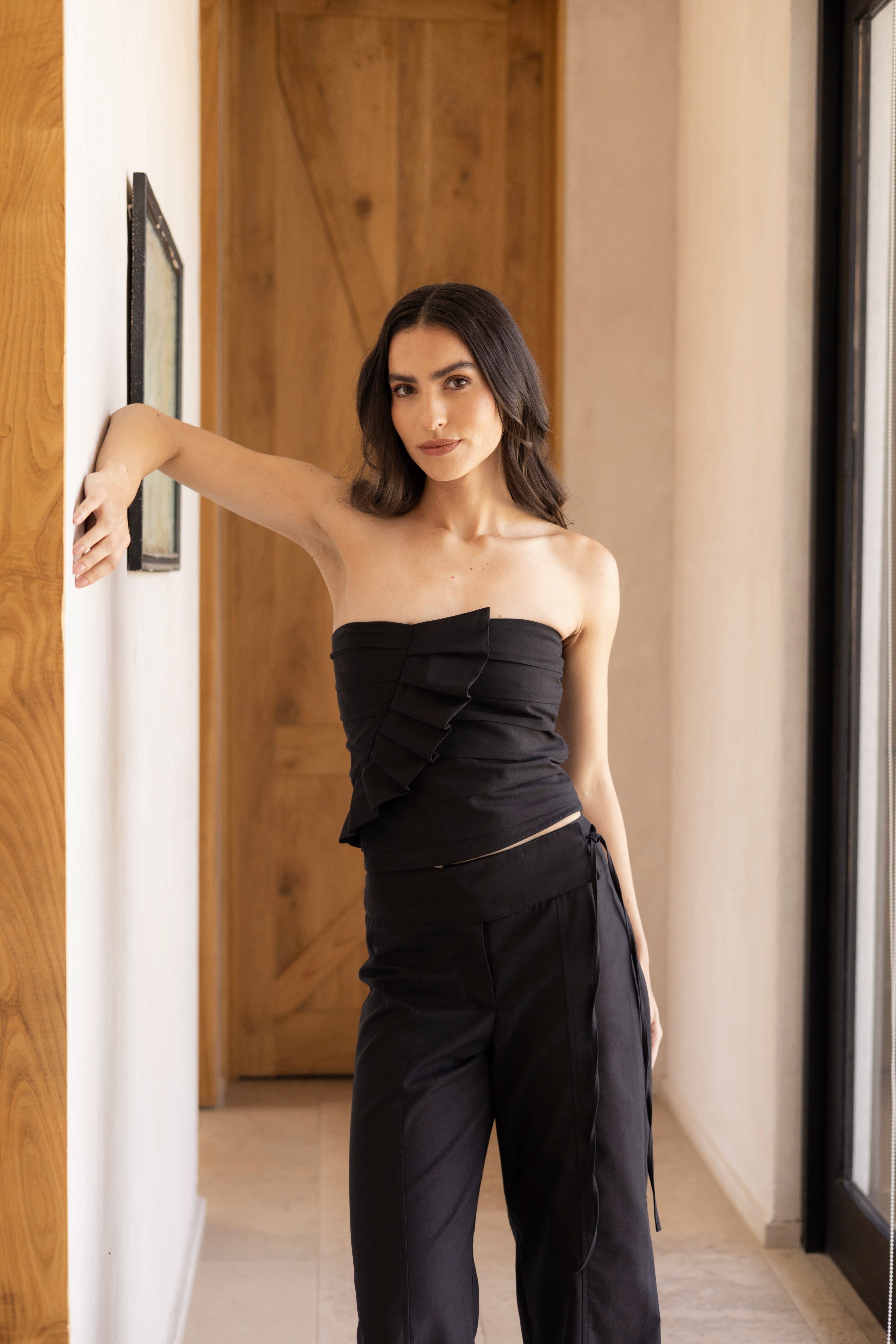 Top Zaira Negro Lino