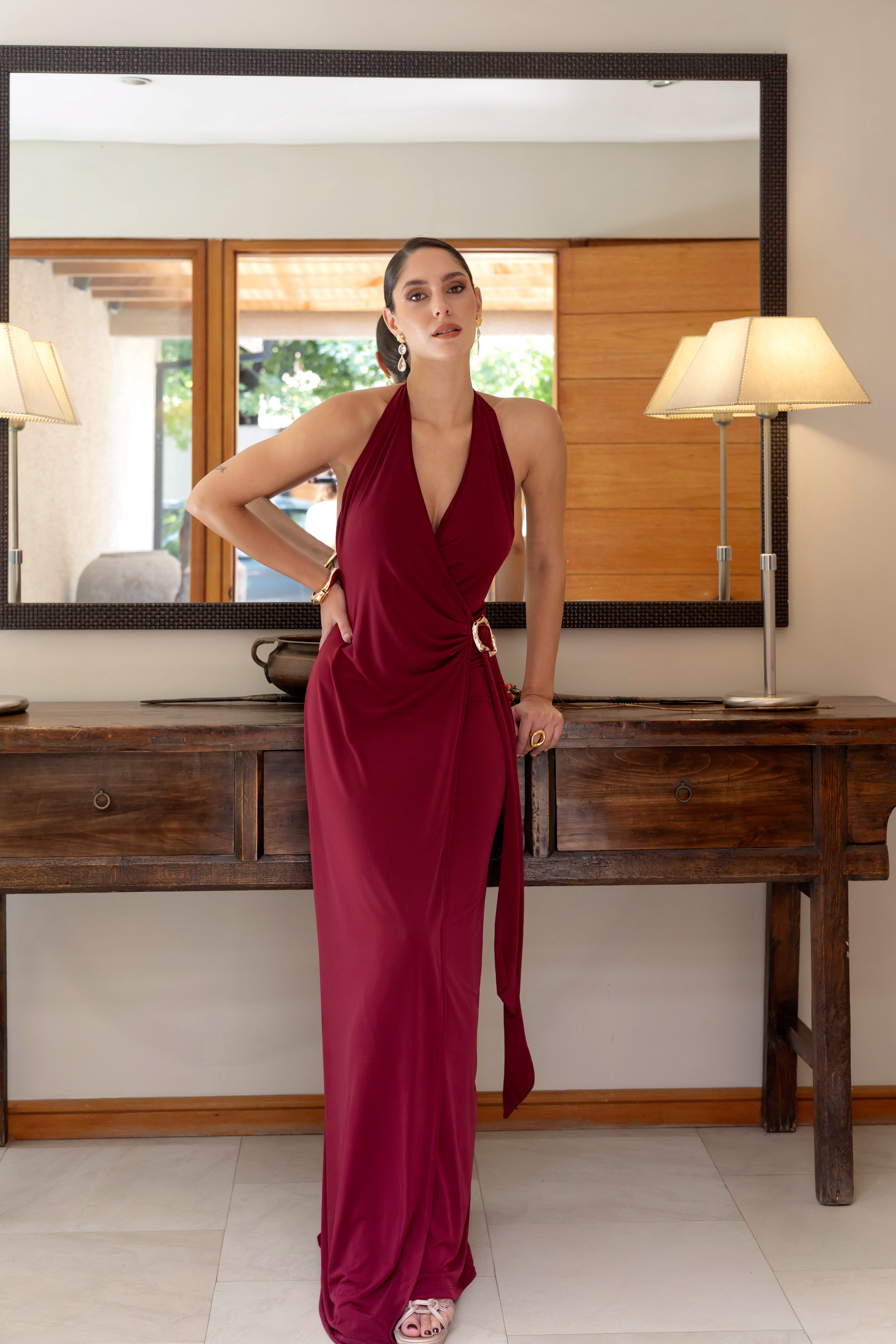 Vestido Fiesta Nina Burdeo