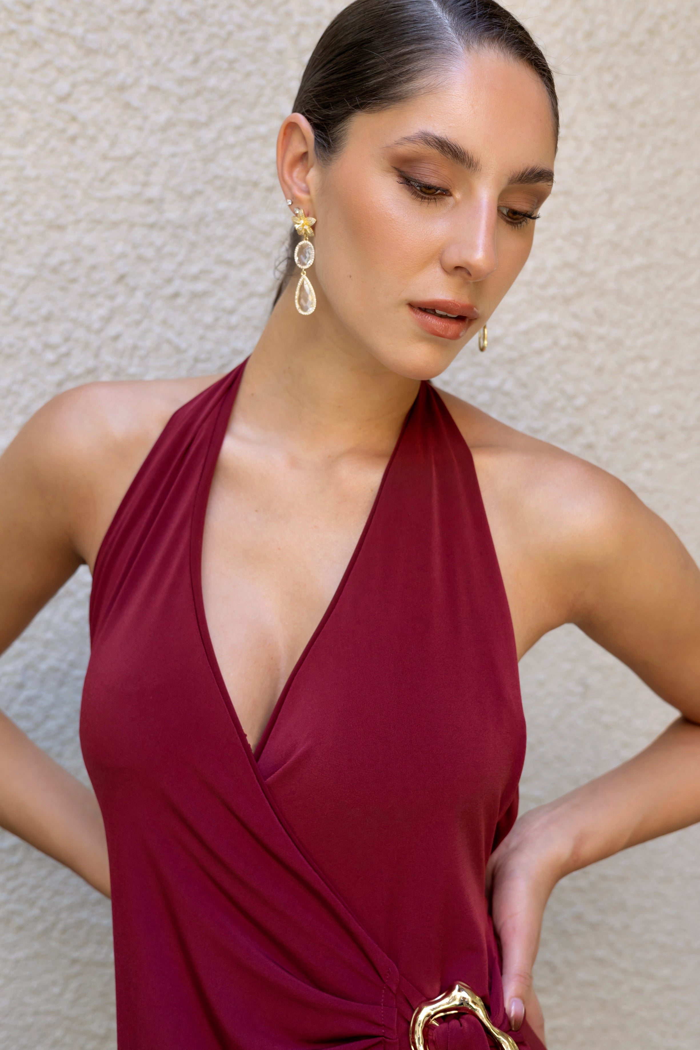 Vestido Fiesta Nina Burdeo