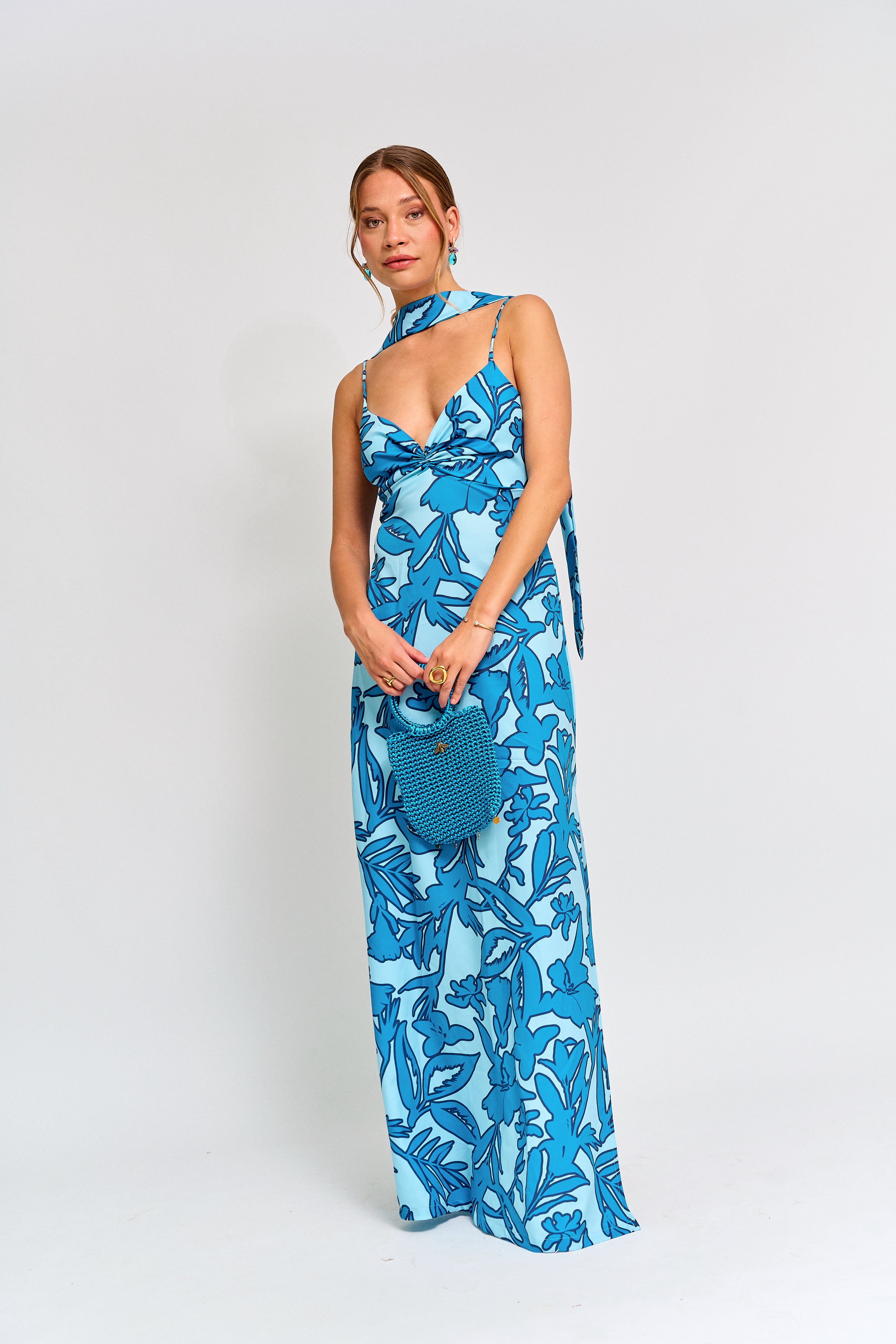 Vestido Fiesta Alba Celeste Print