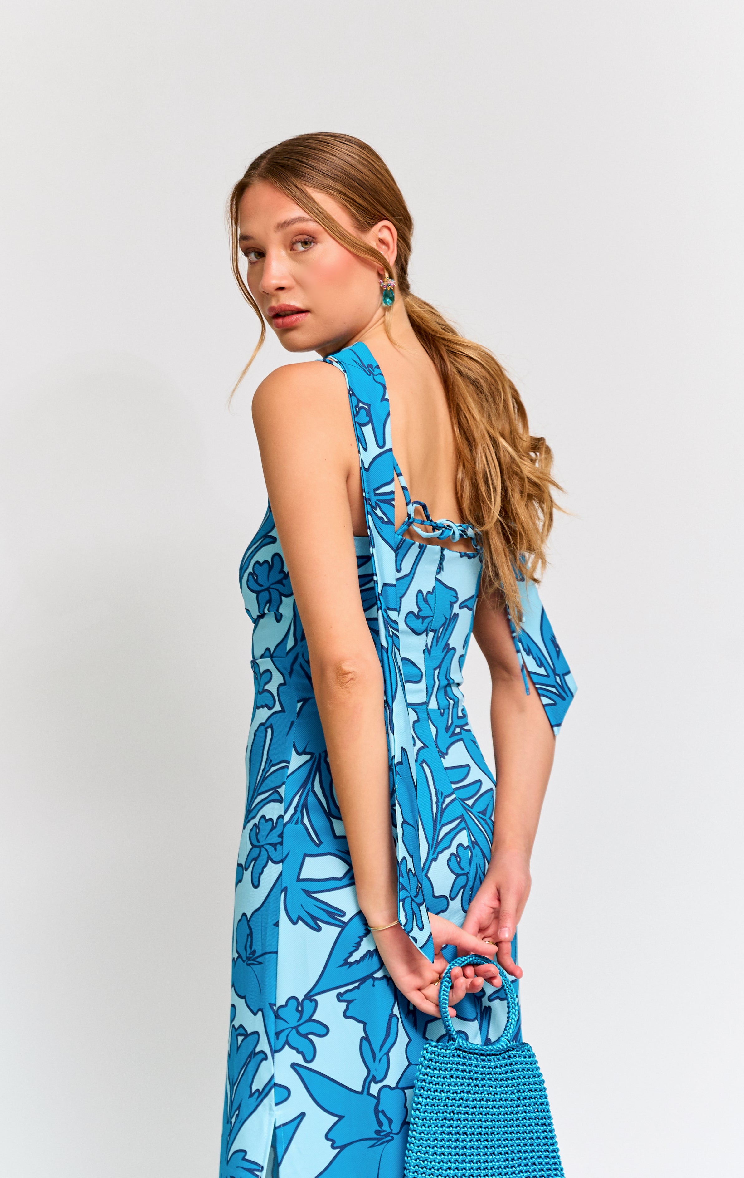 Vestido Fiesta Alba Celeste Print