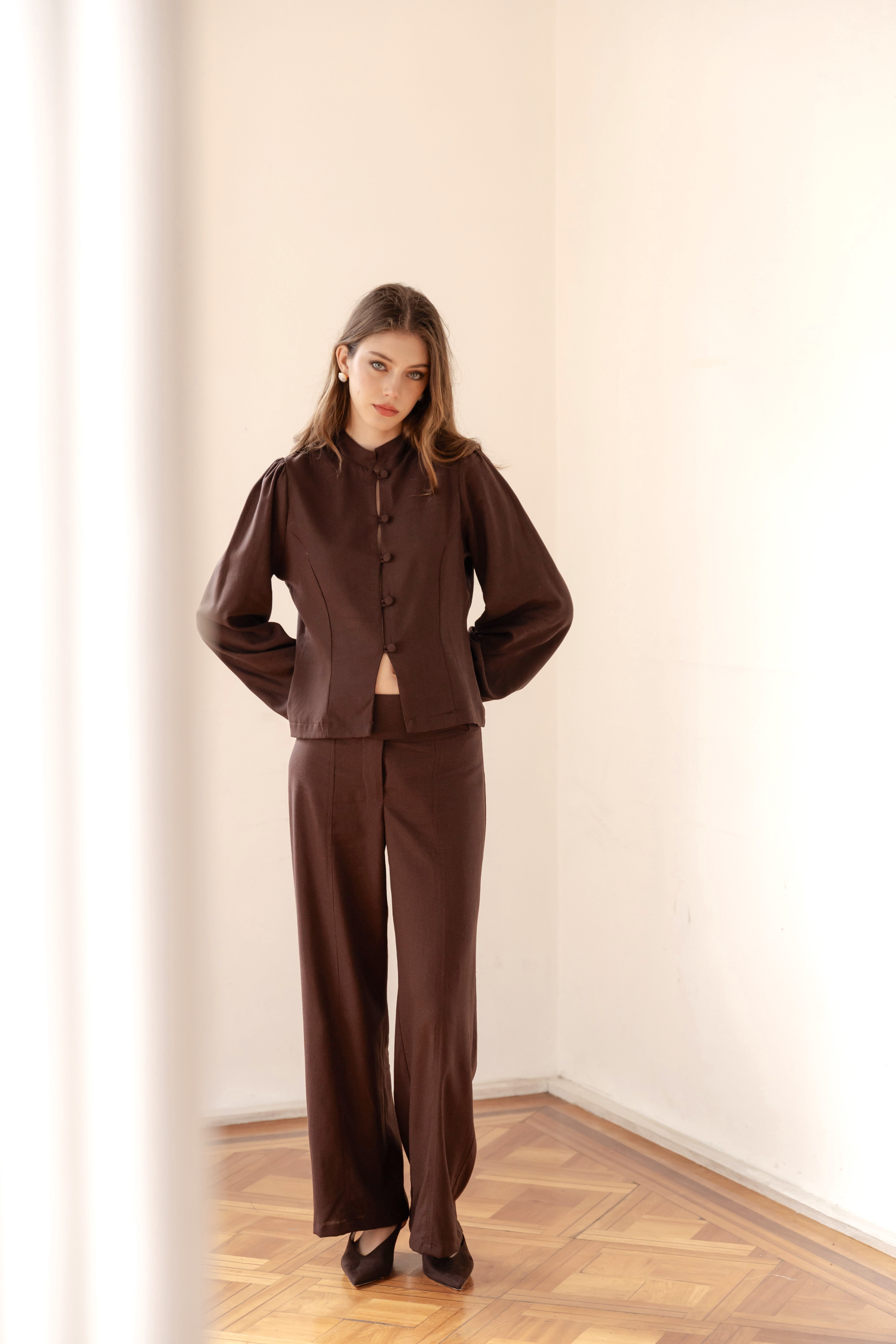 Chaqueta Aster Chocolate Lino