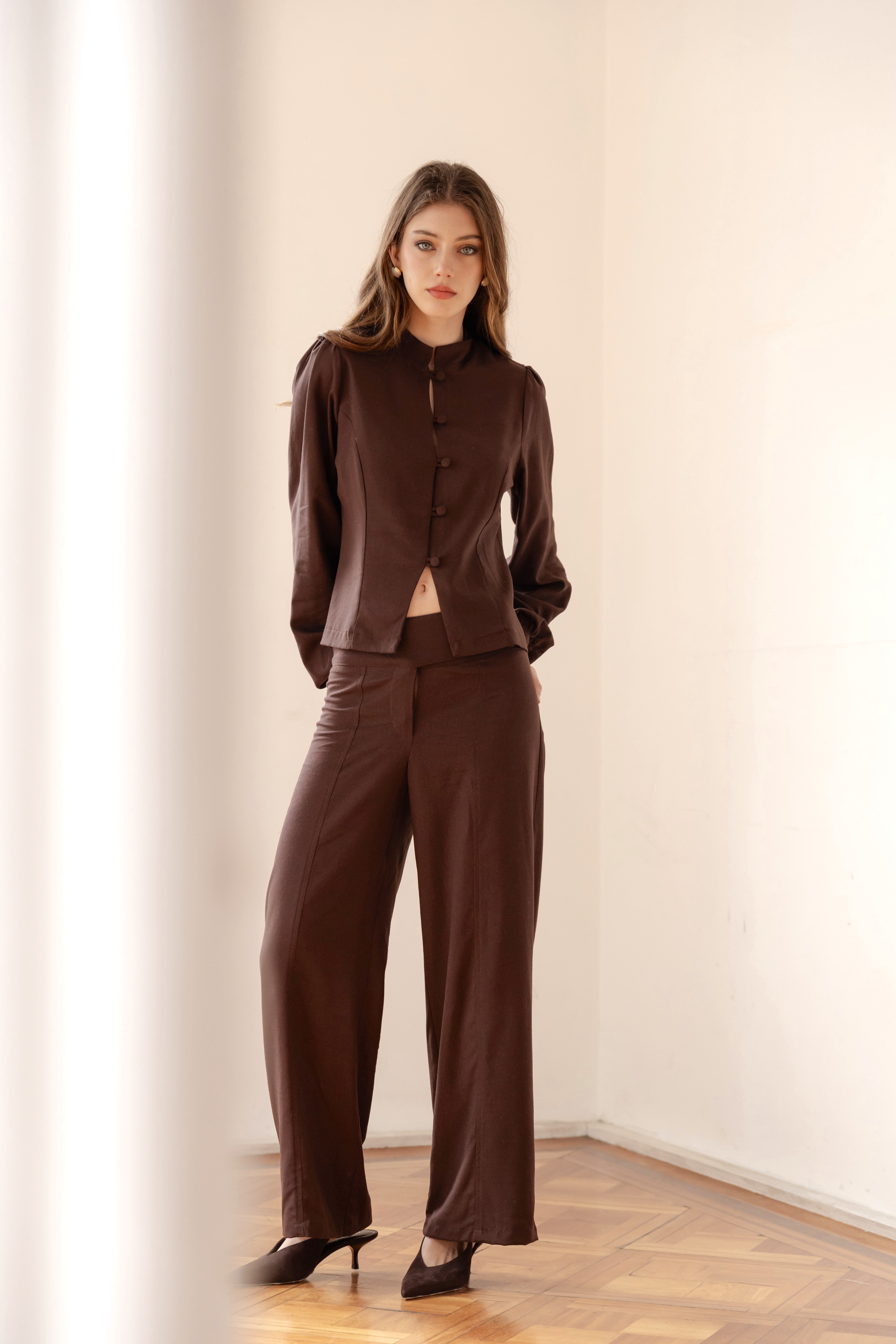 Pantalón Jade Chocolate Lino