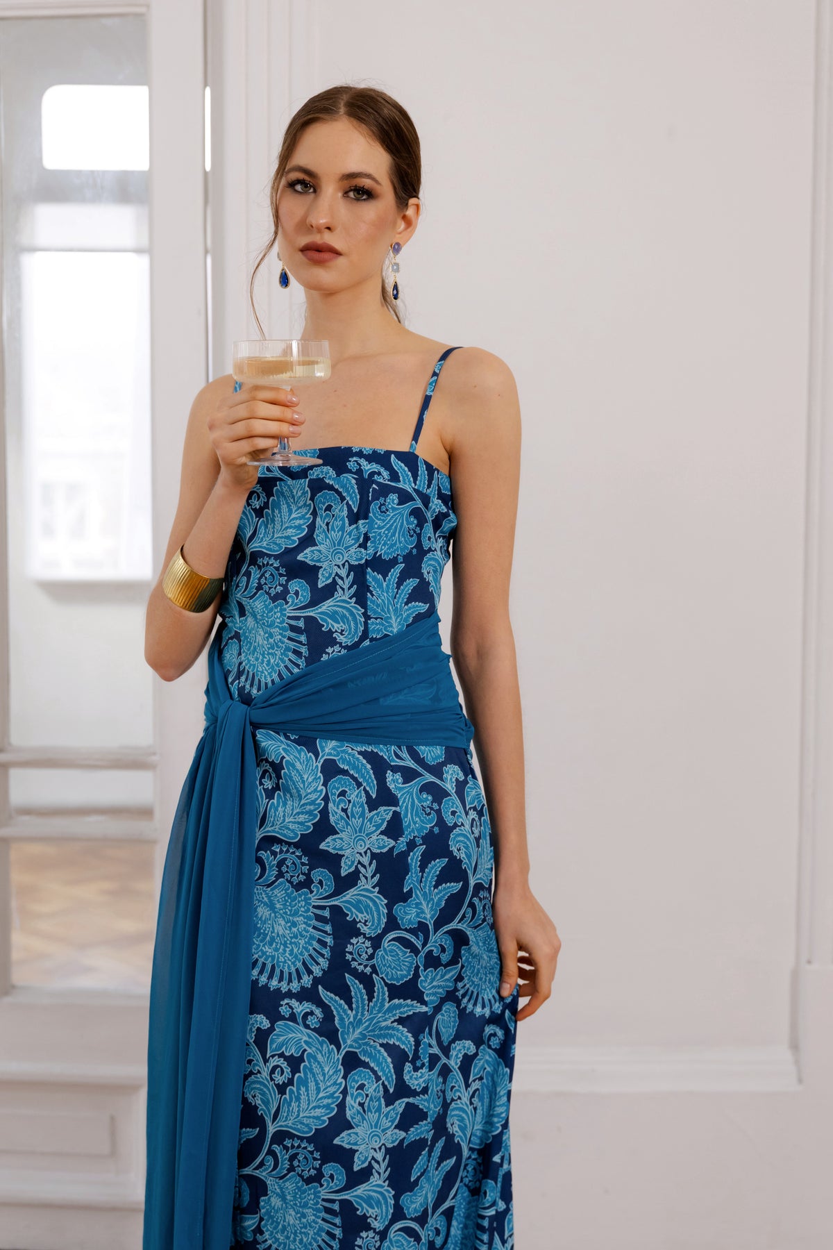 Vestido Fiesta Cossima Petroleo Print  - Edición Limitada
