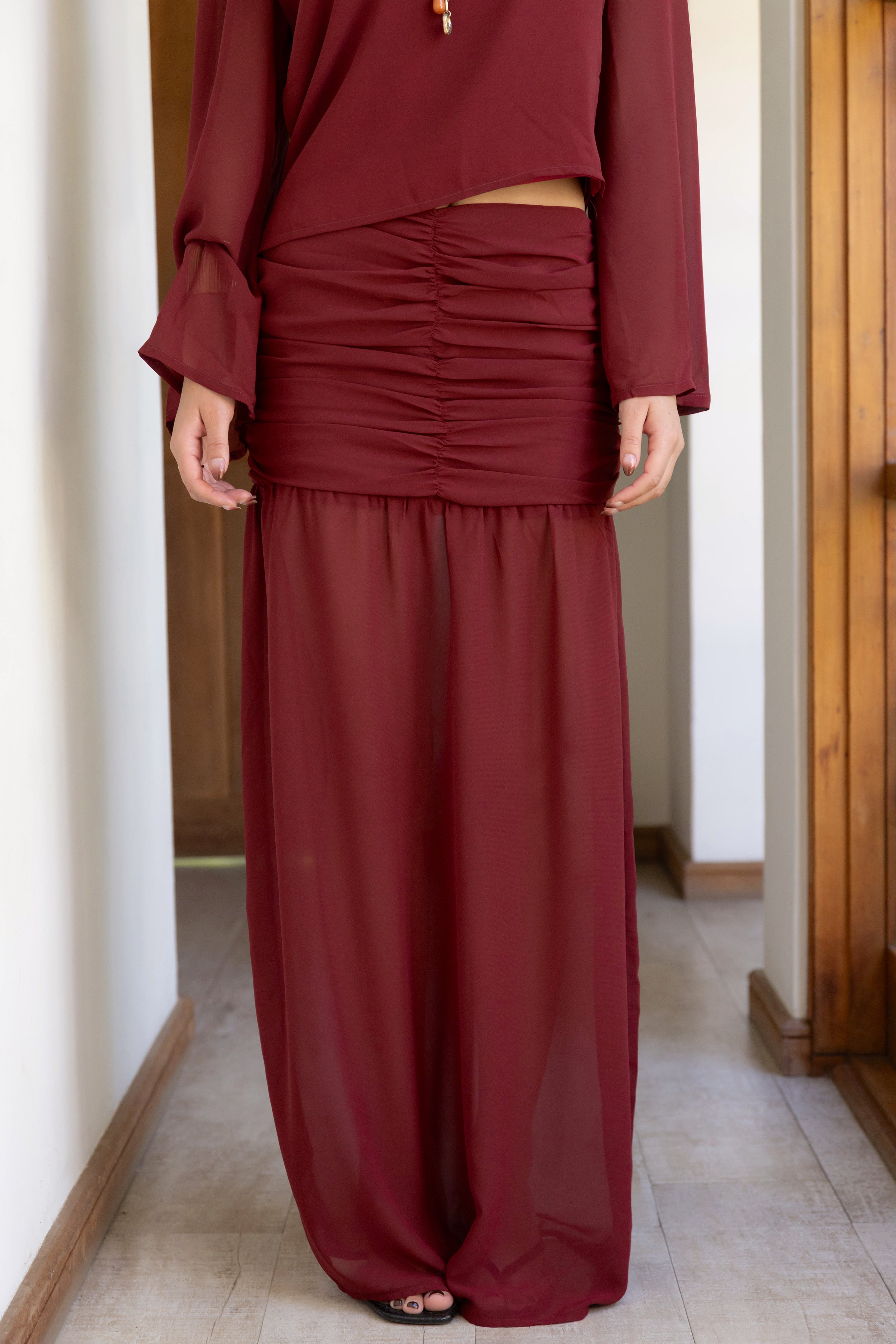 Falda Allegra Burdeo Gasa