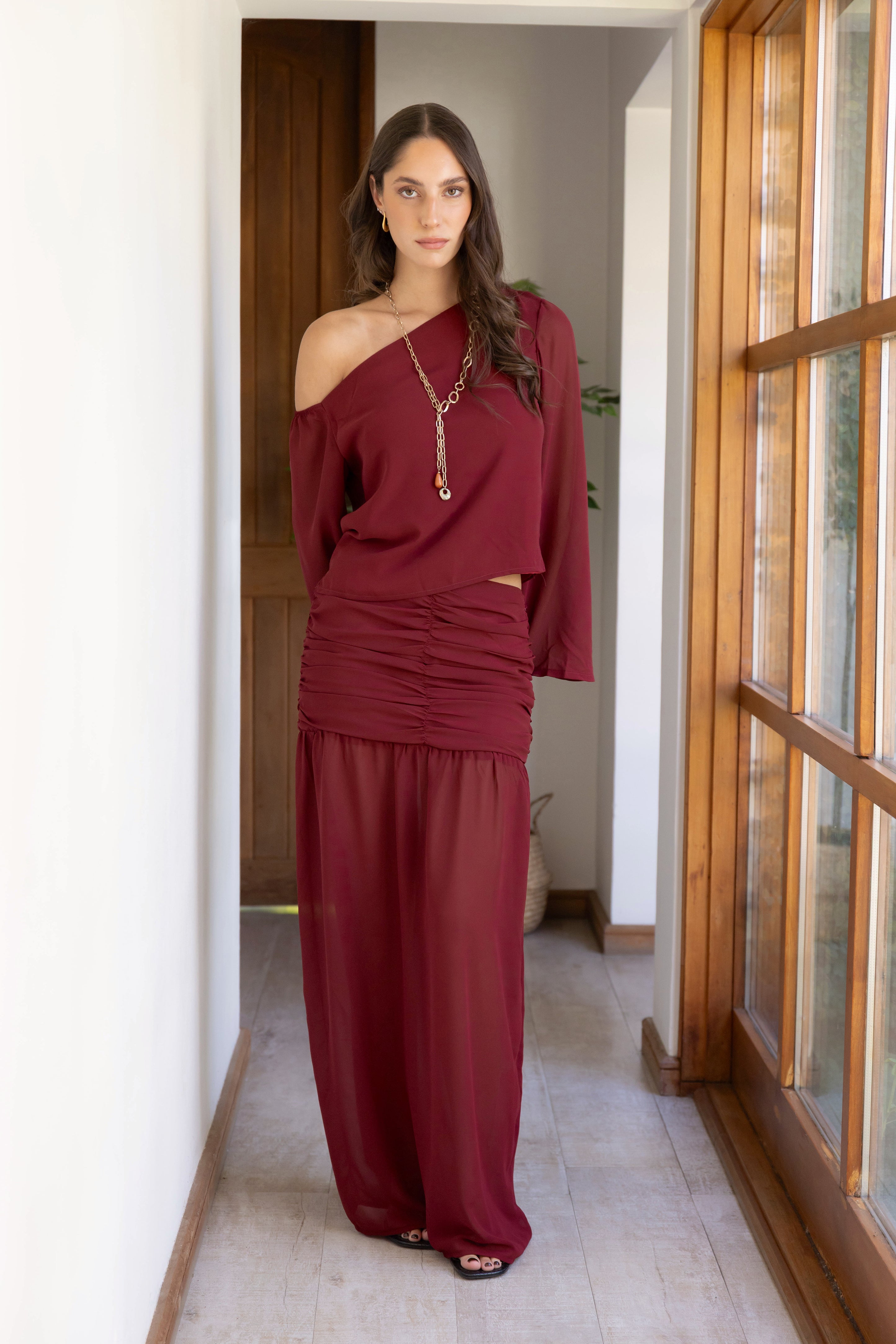 Falda Allegra Burdeo Gasa
