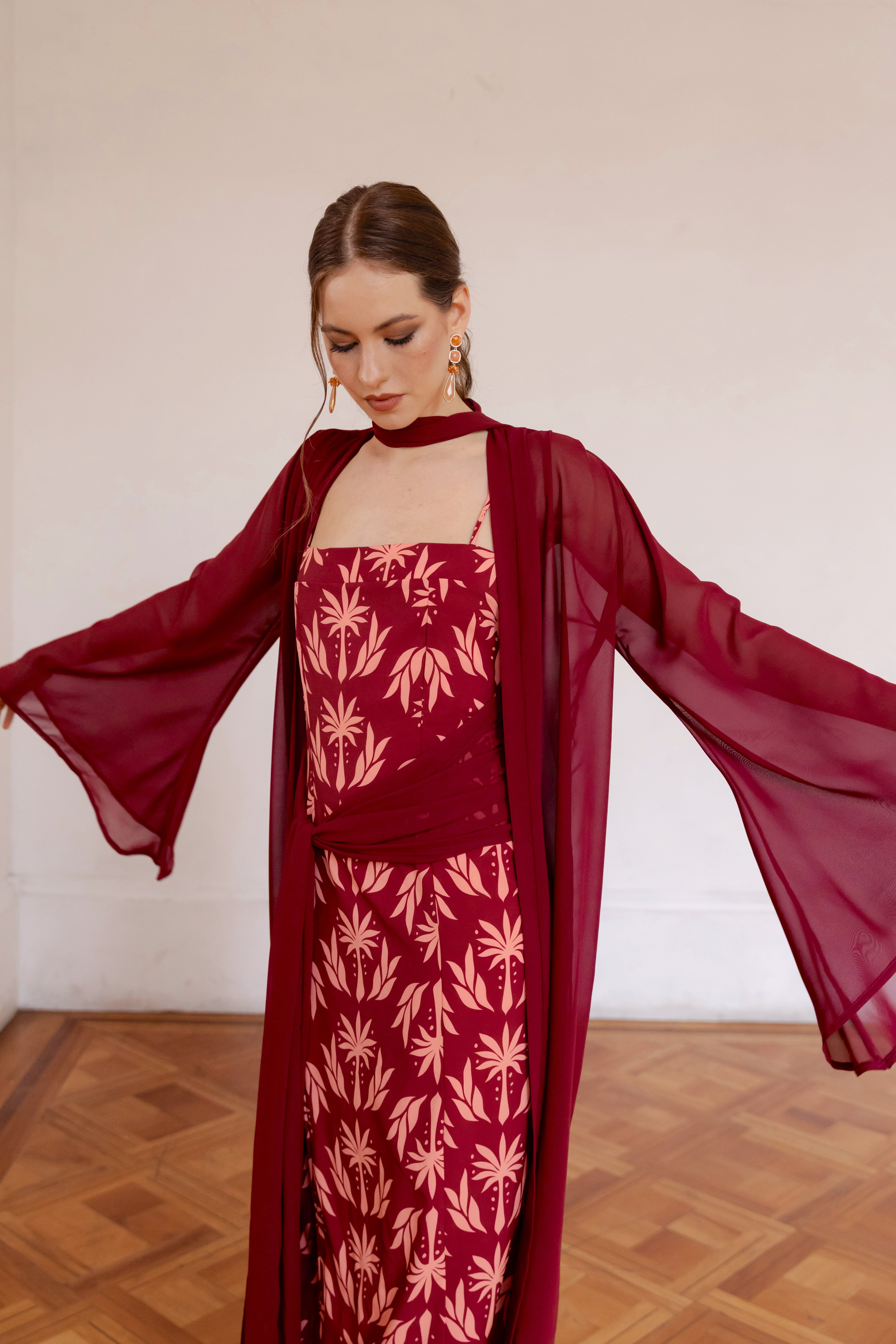 Kimono Gasa Lotus Burdeo