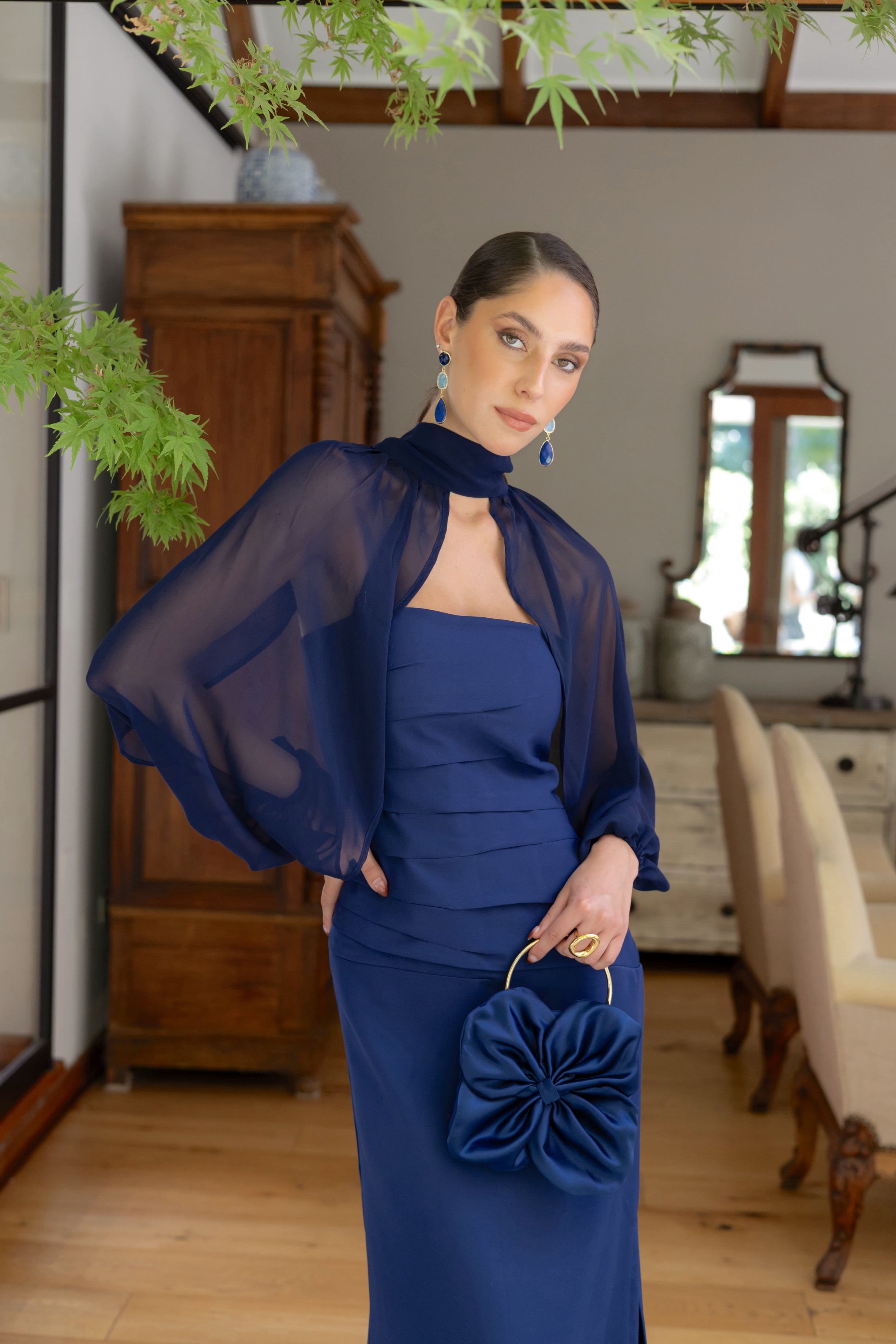 Mangas Flora Azul Gasa