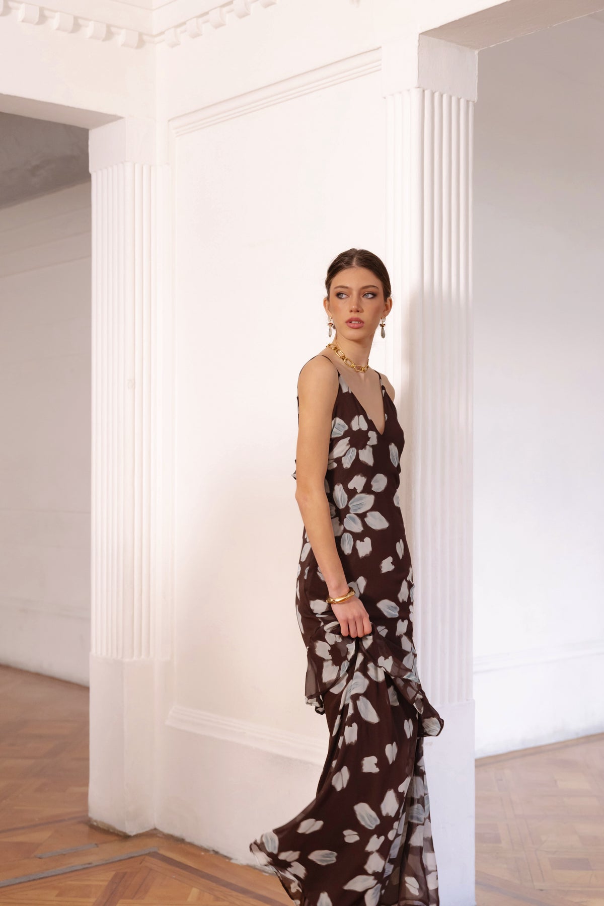 Vestido Fiesta Azalea Mocca Print