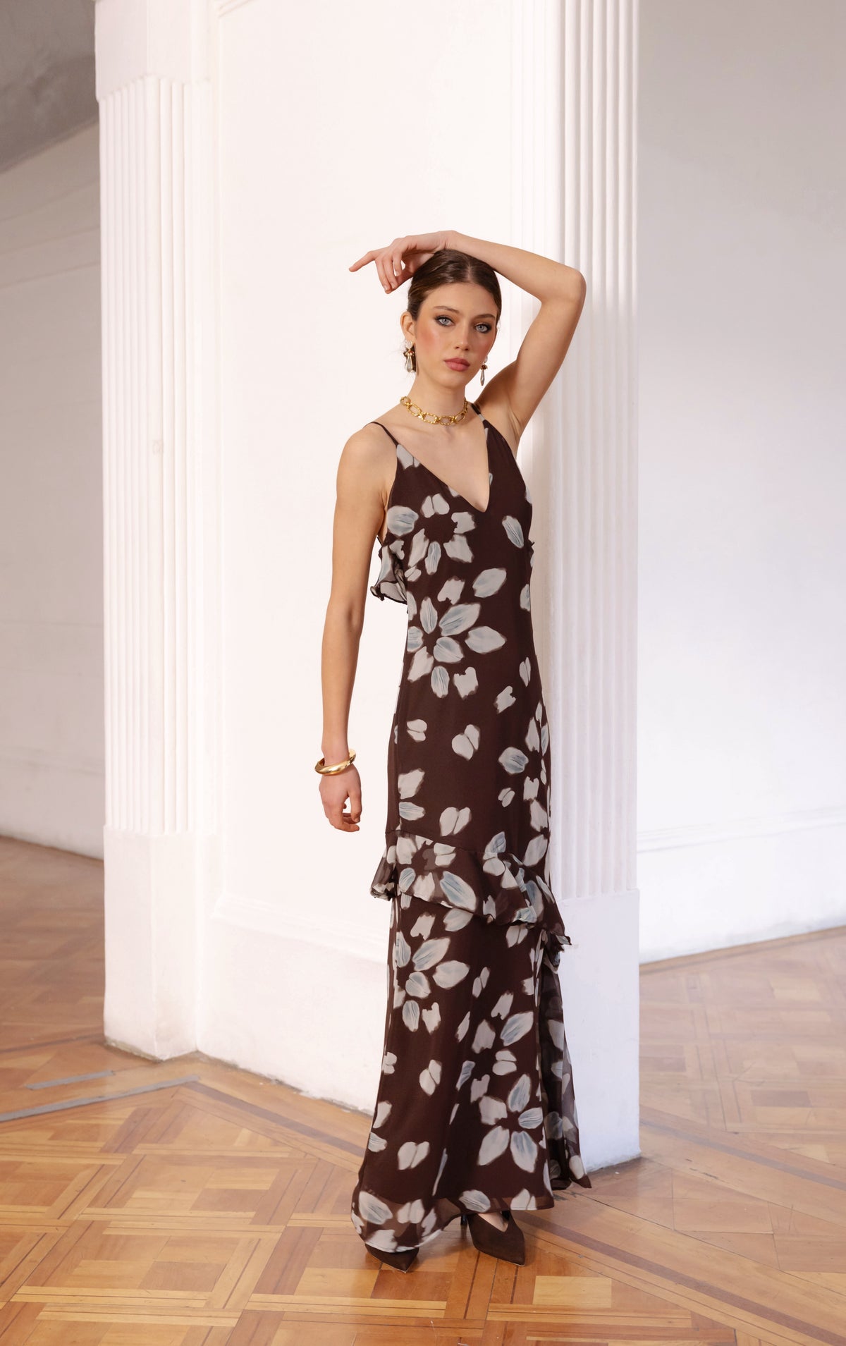 Vestido Fiesta Azalea Mocca Print