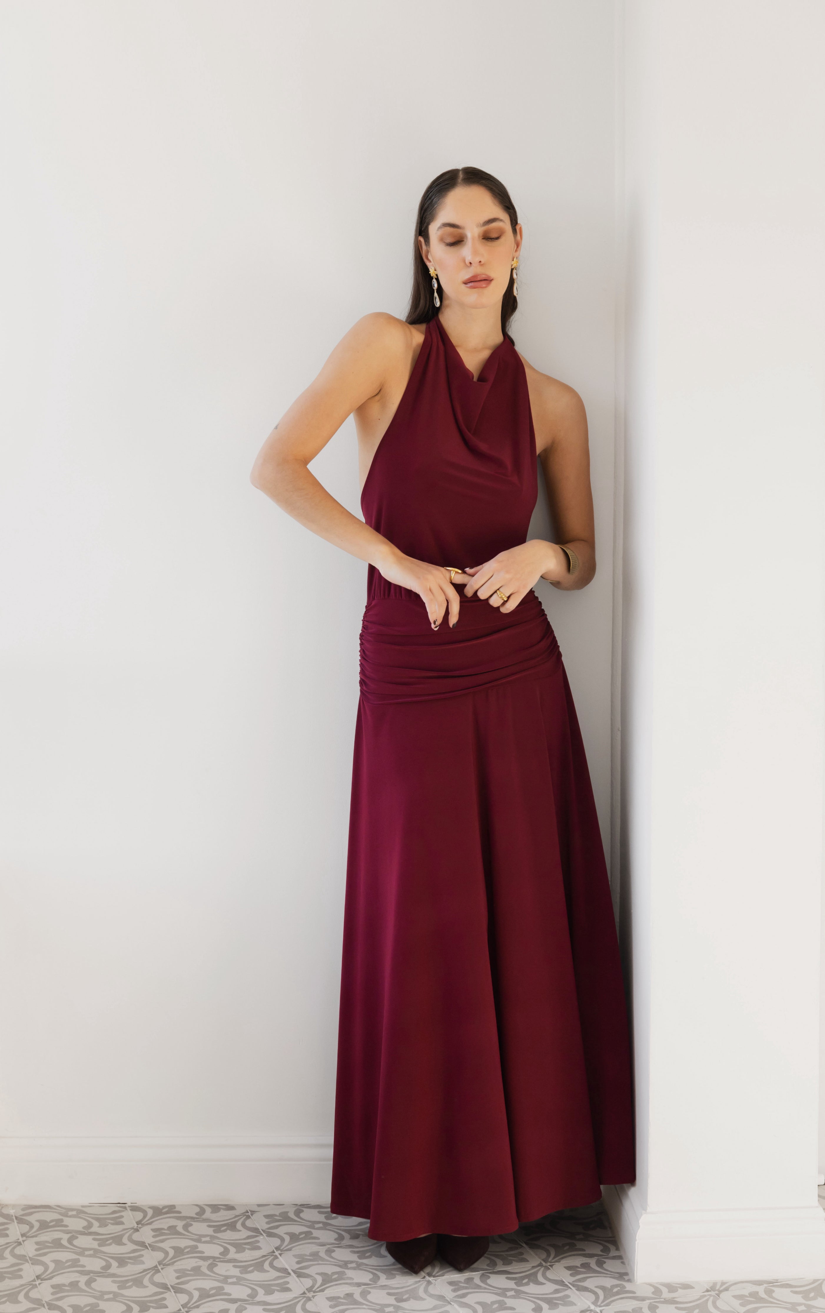 Vestido Fiesta Gala Burdeo