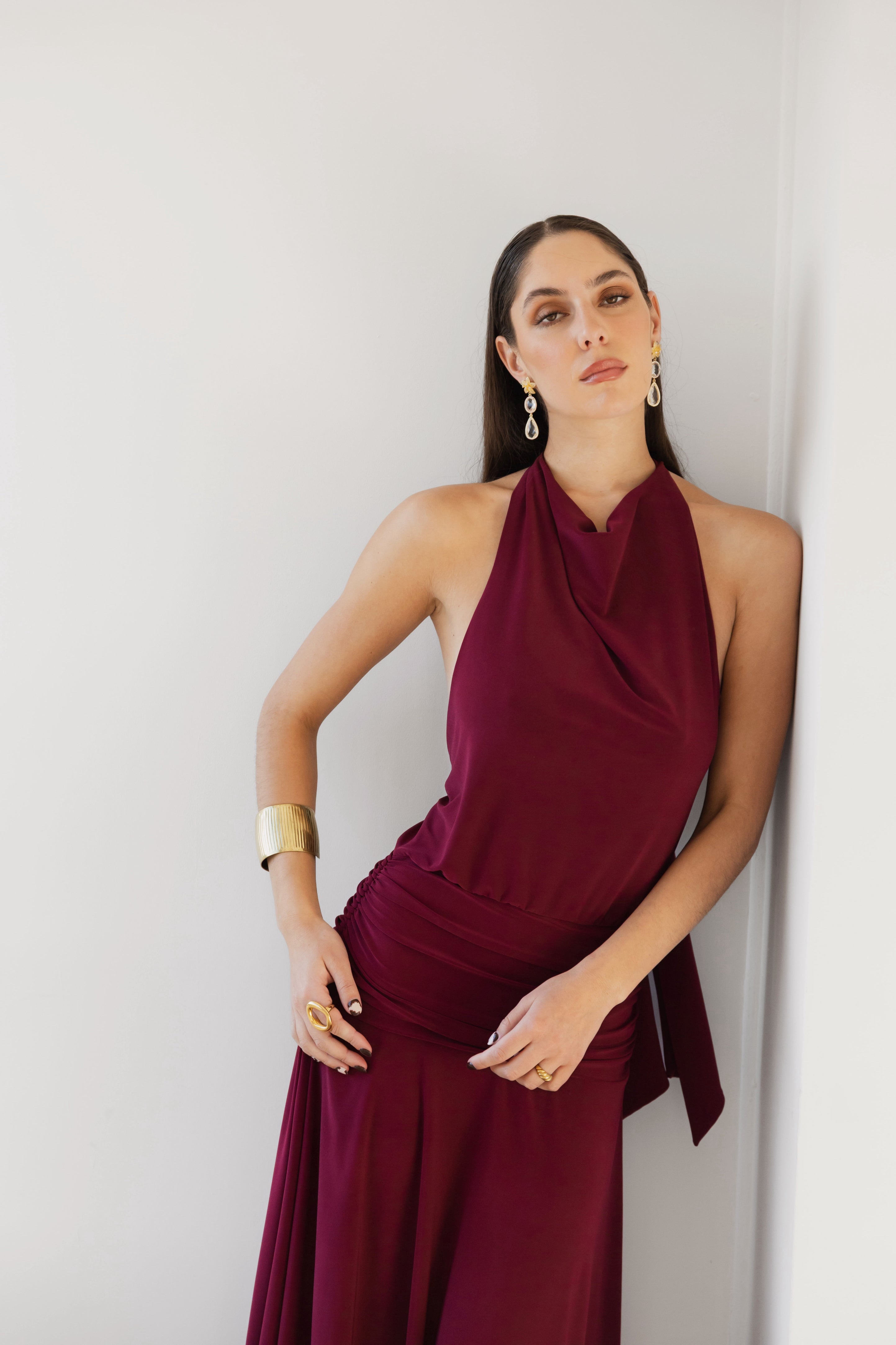 Vestido Fiesta Gala Burdeo